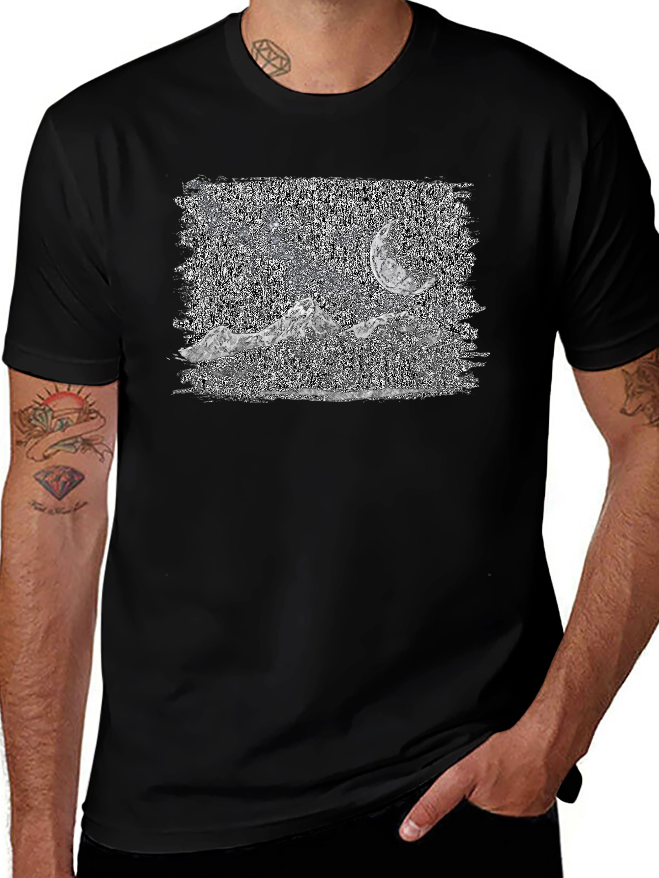 Mountain Moonscape Graphic Tee - Black