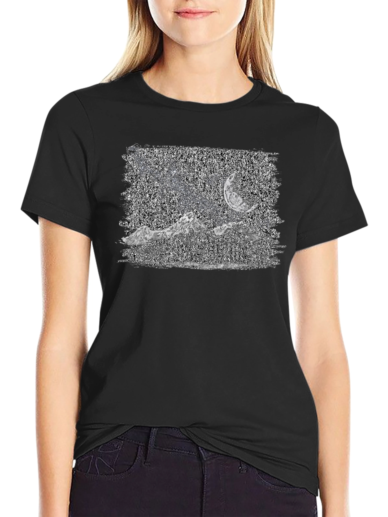 Mountain Moonscape Graphic Tee - Black