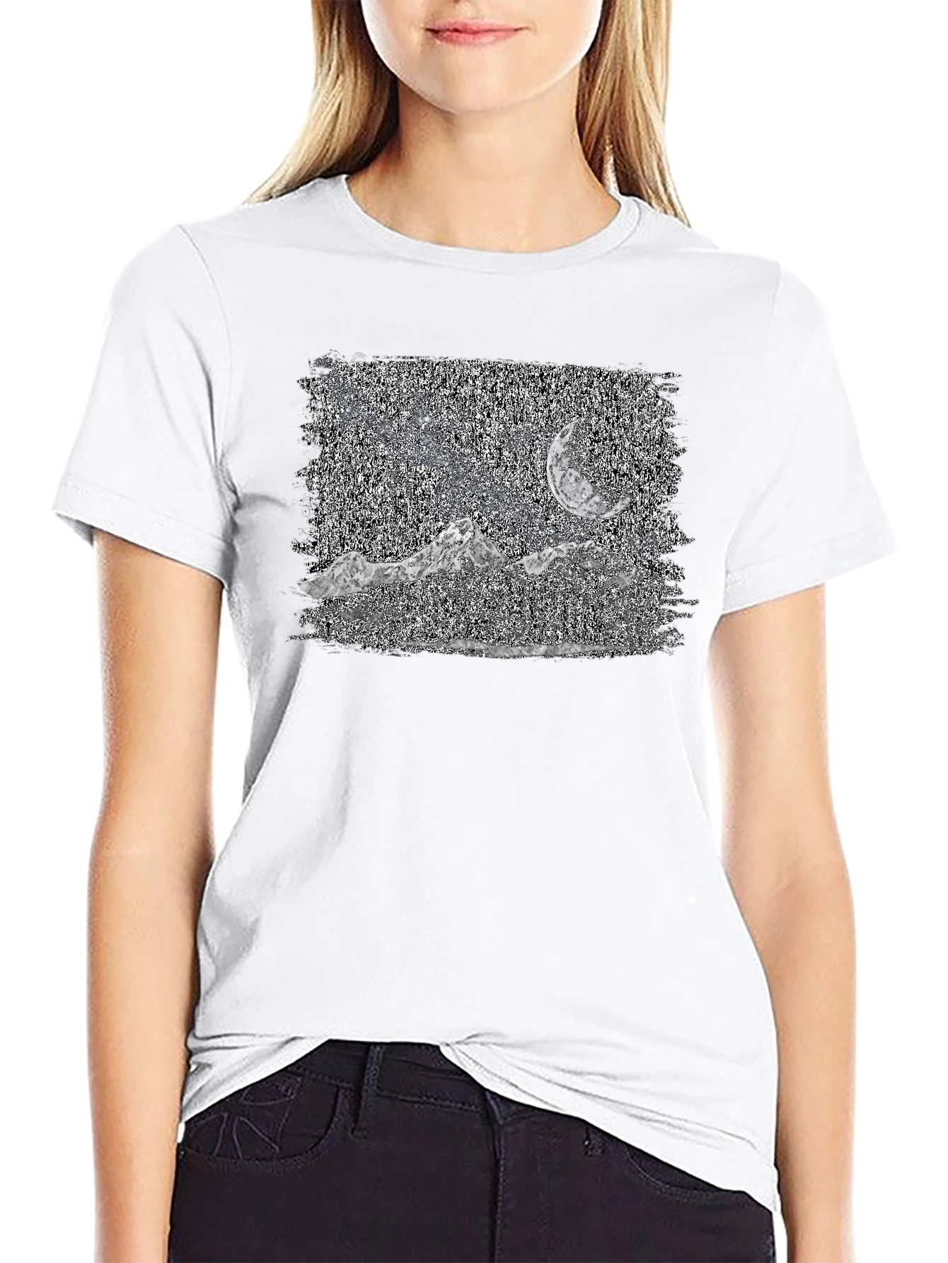 Mountain Moonscape Graphic Tee - Black
