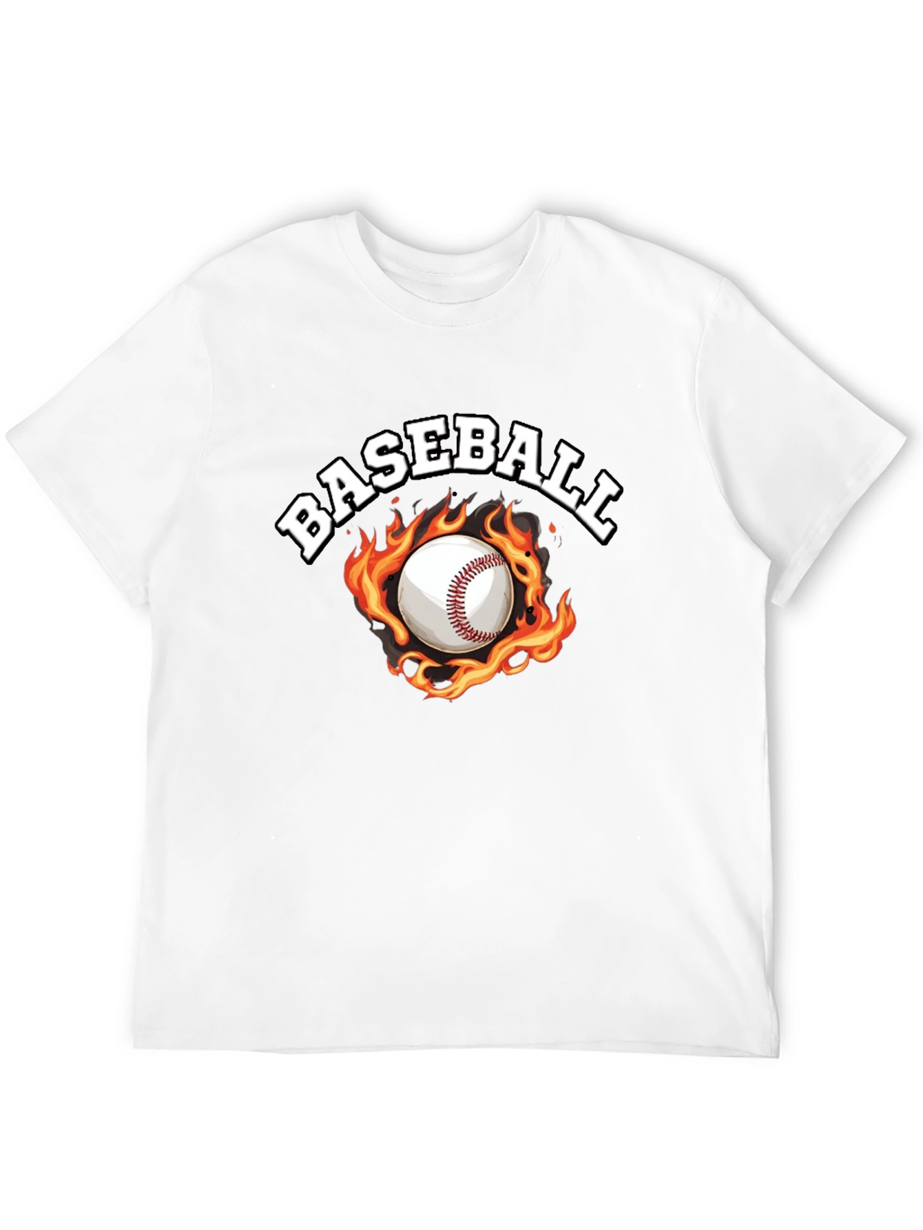 Baseball Flame Graphic Black T-Shirt