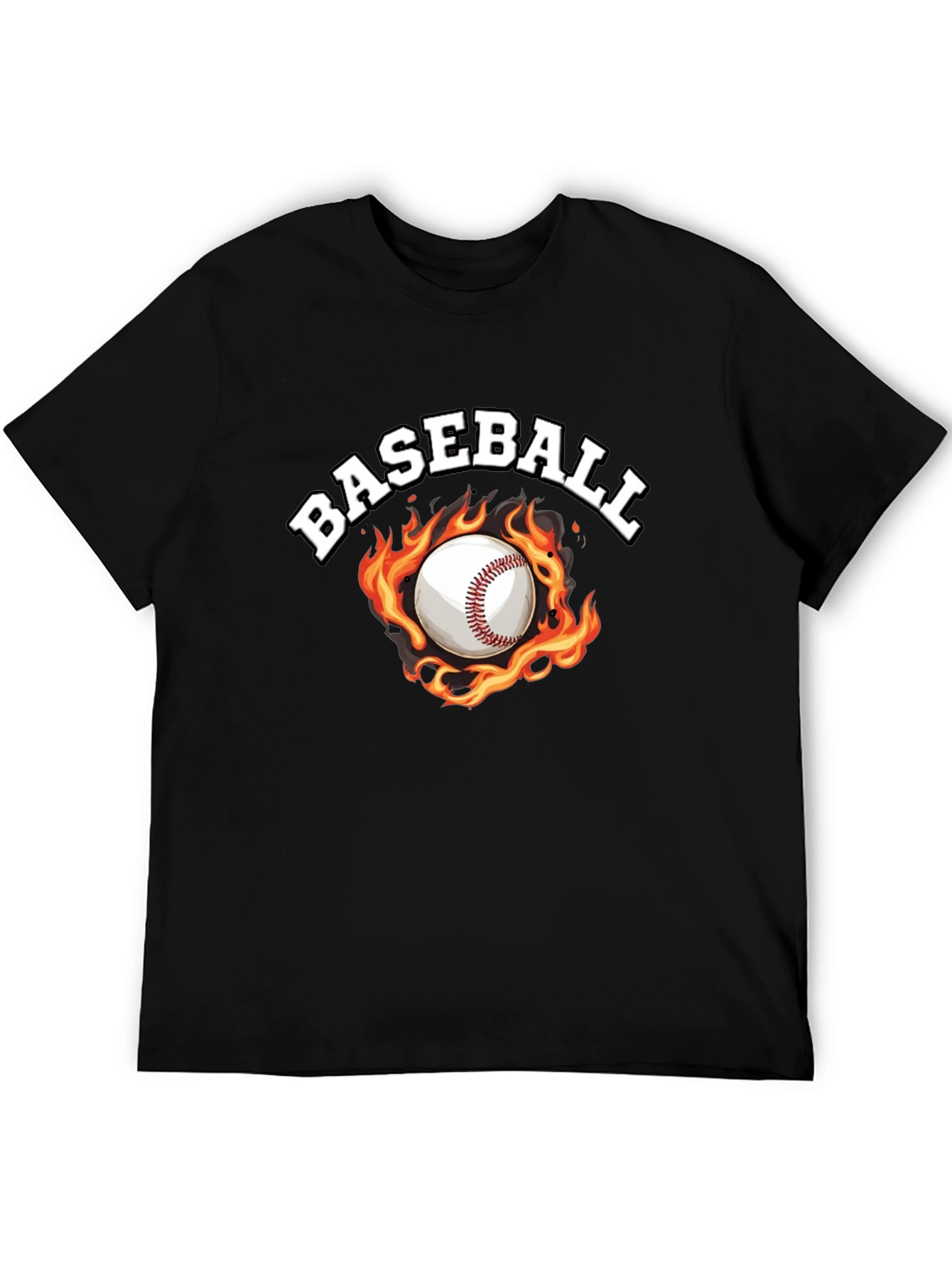 Baseball Flame Graphic Black T-Shirt