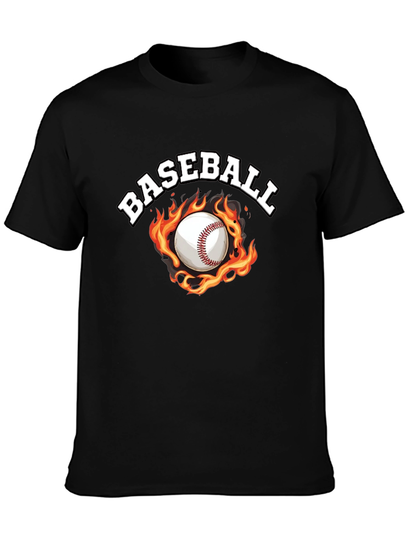 Baseball Flame Graphic Black T-Shirt