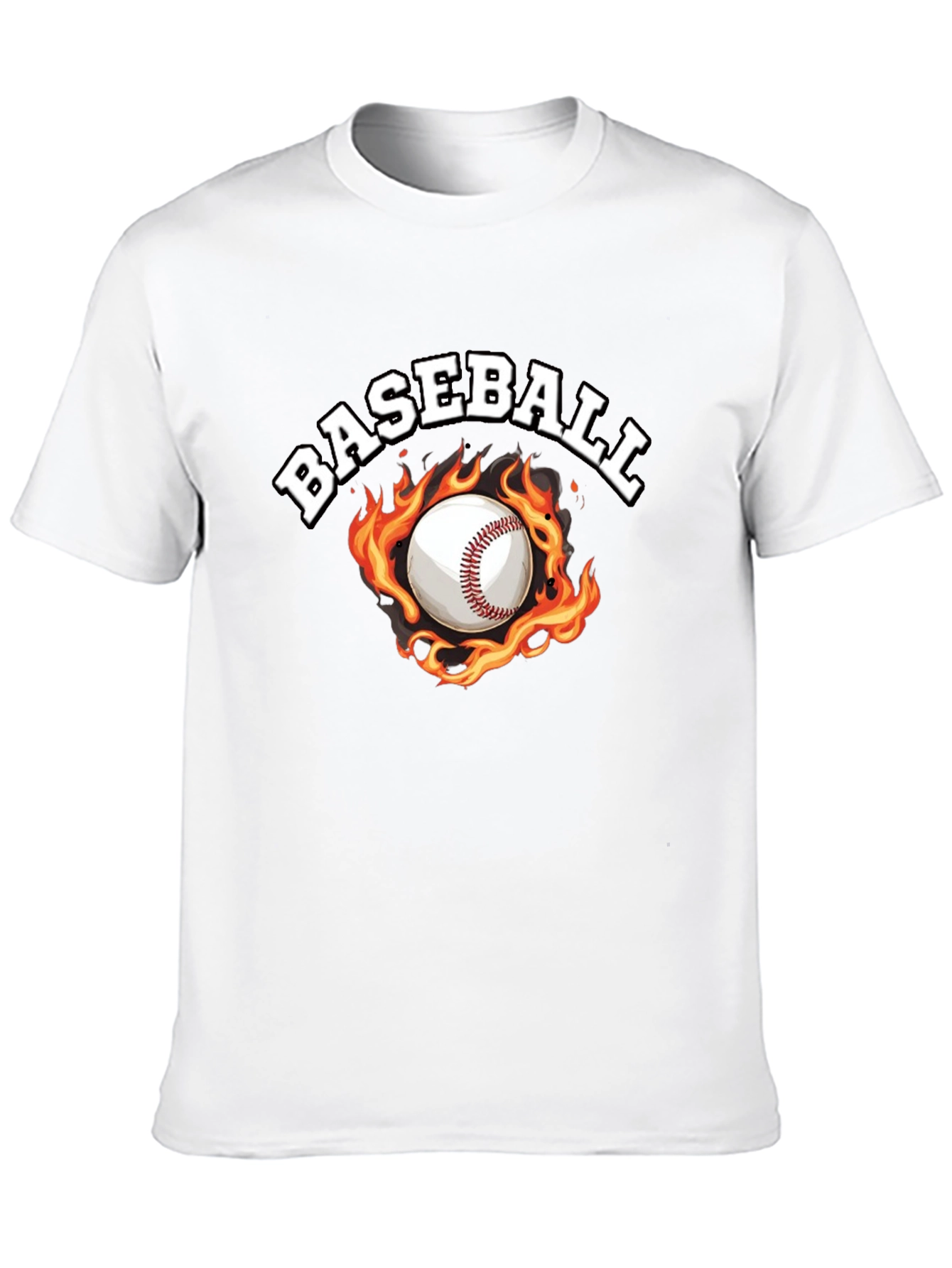 Baseball Flame Graphic Black T-Shirt