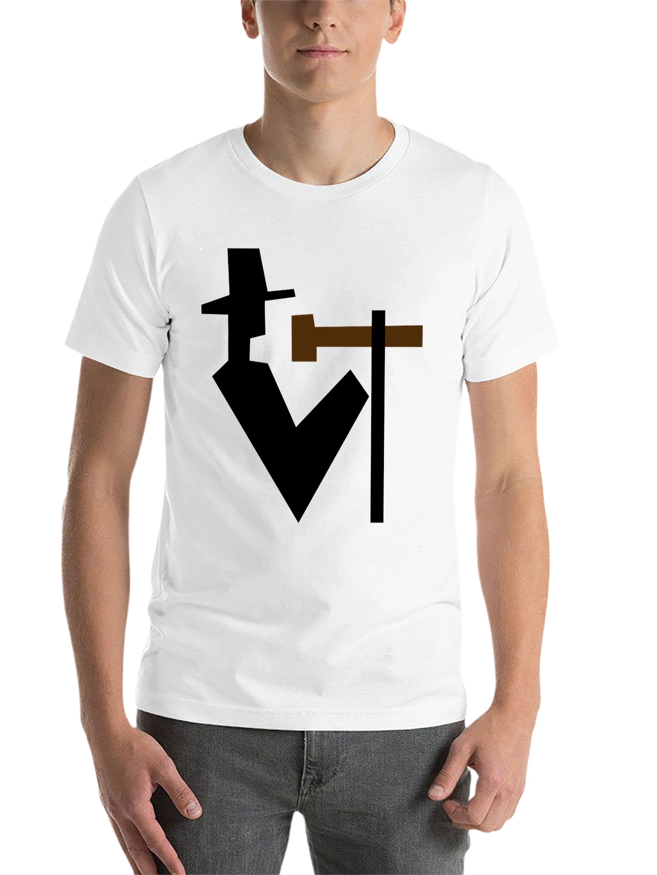 Abstract Detective Graphic T-Shirt - Stylish Silhouette Tee