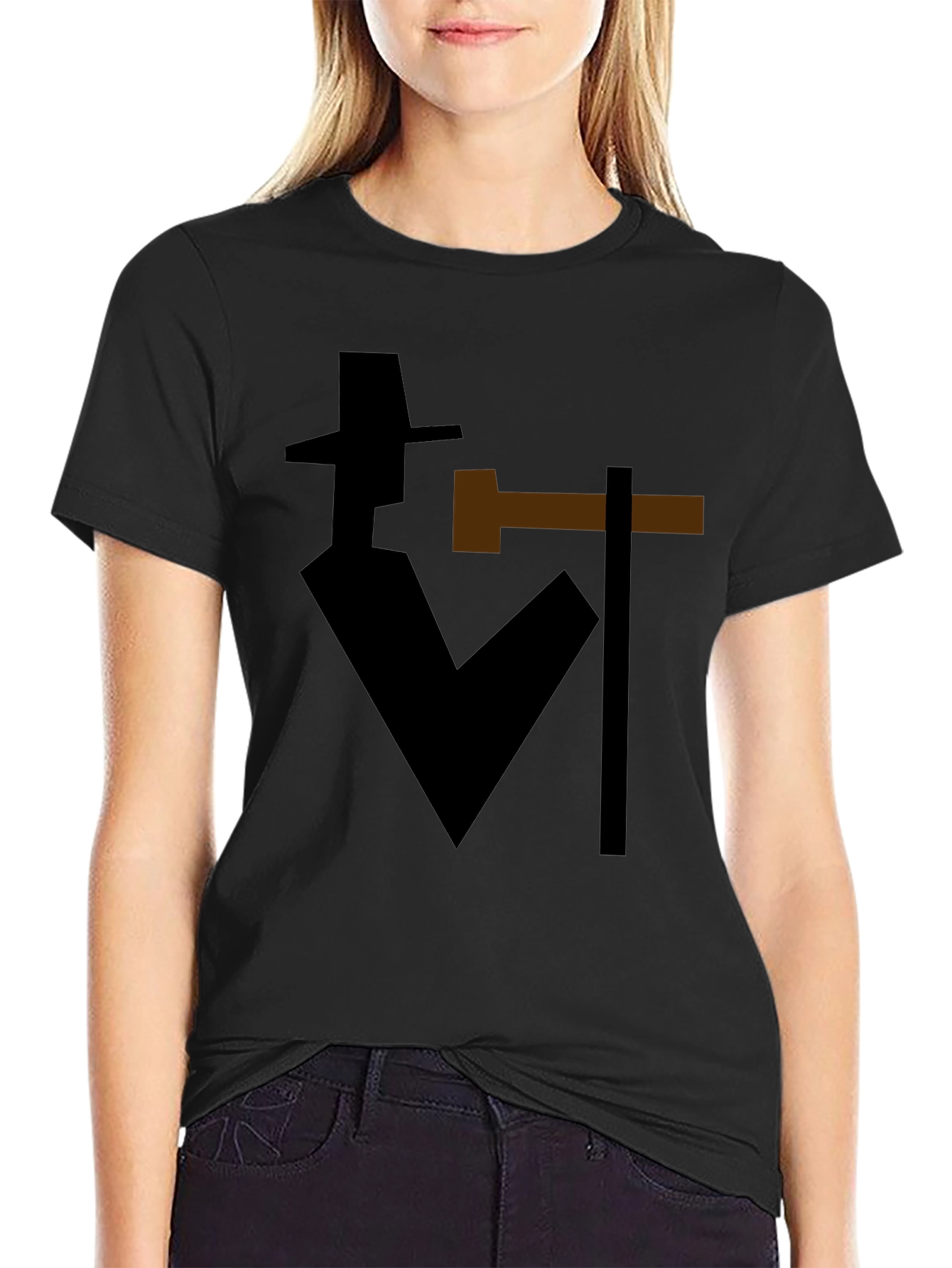Abstract Detective Graphic T-Shirt - Stylish Silhouette Tee