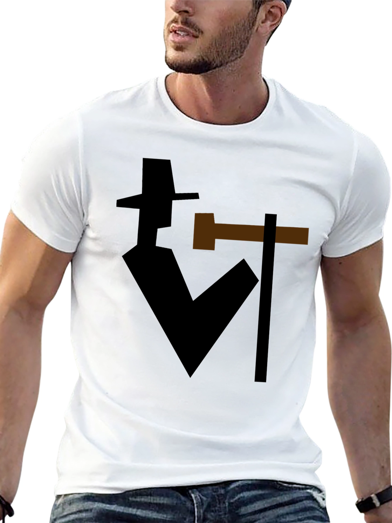 Abstract Detective Graphic T-Shirt - Stylish Silhouette Tee