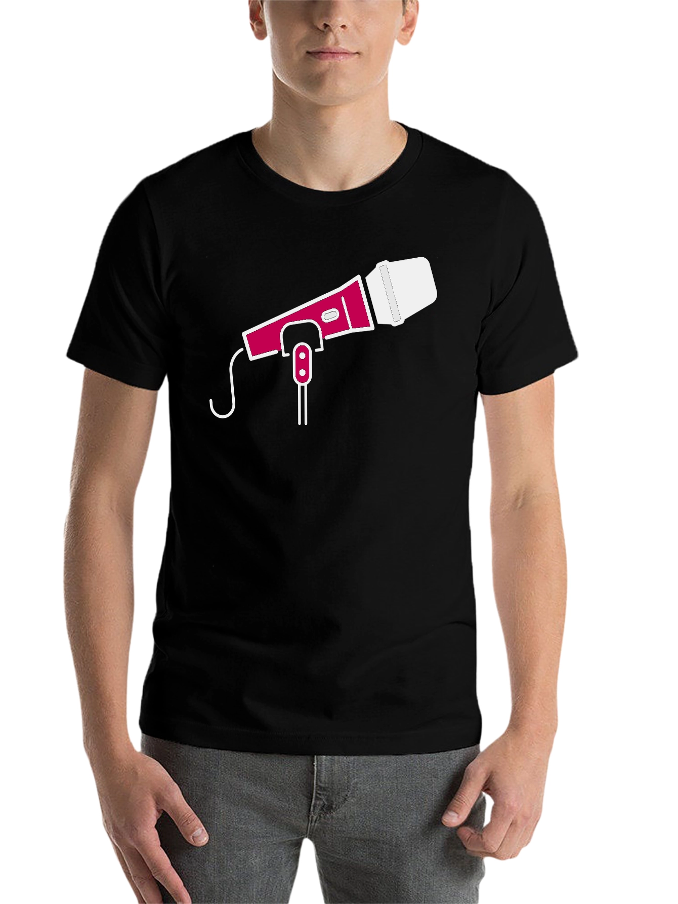 Microphone Graphic Tee - Black Cotton Blend