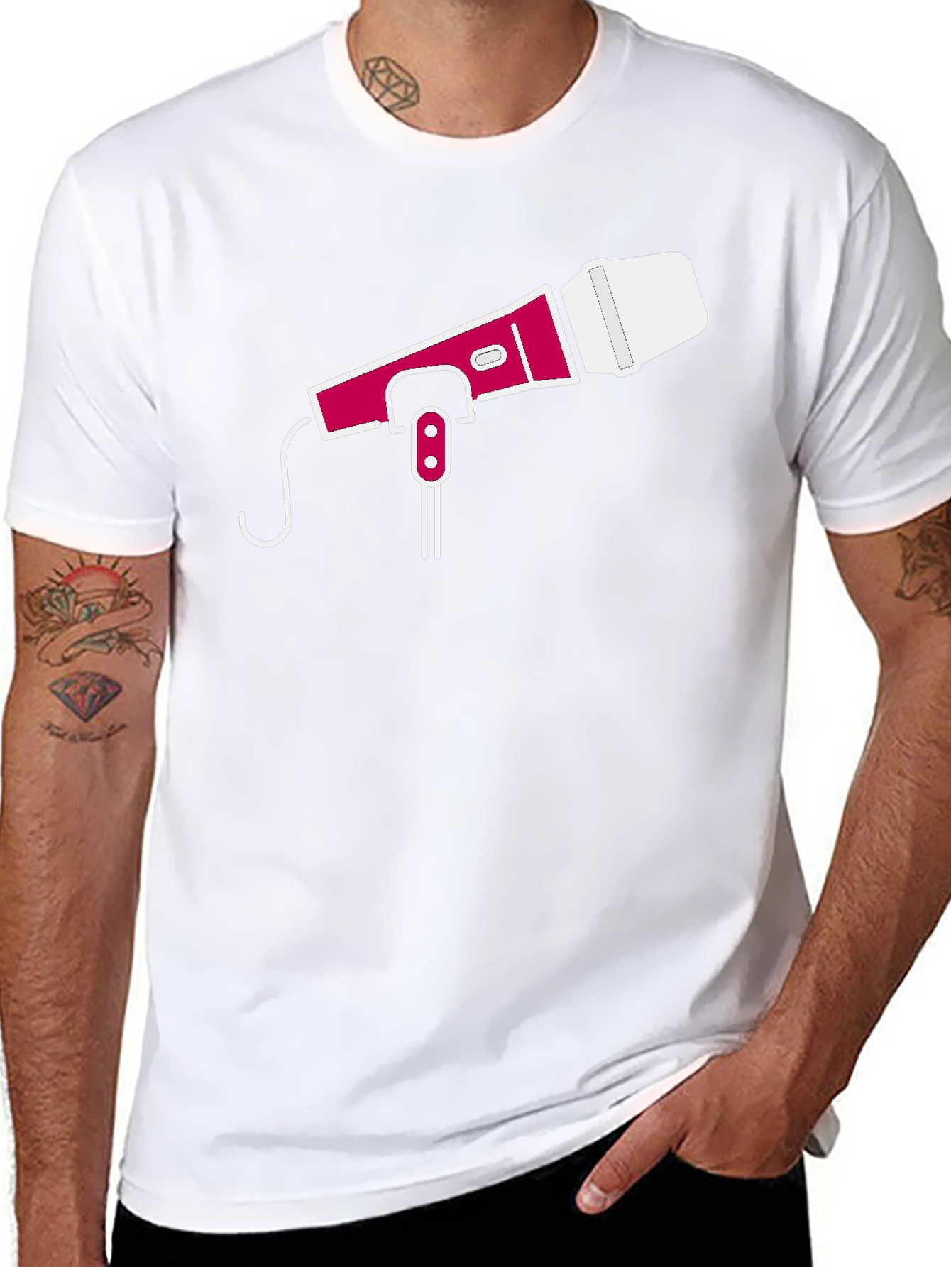 Microphone Graphic Tee - Black Cotton Blend