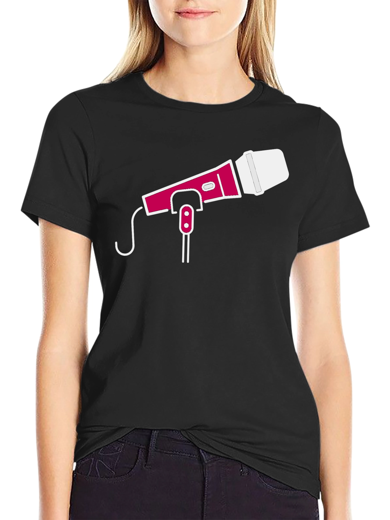 Microphone Graphic Tee - Black Cotton Blend