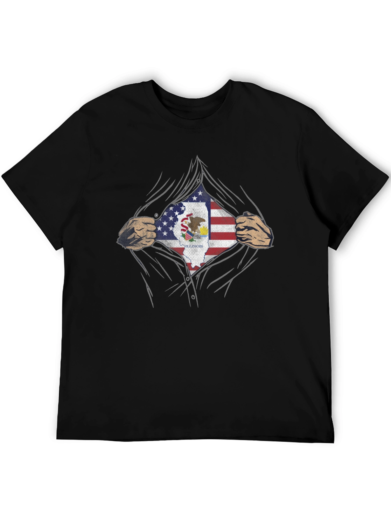 Illinois Pride T-Shirt - American Flag Superhero Design