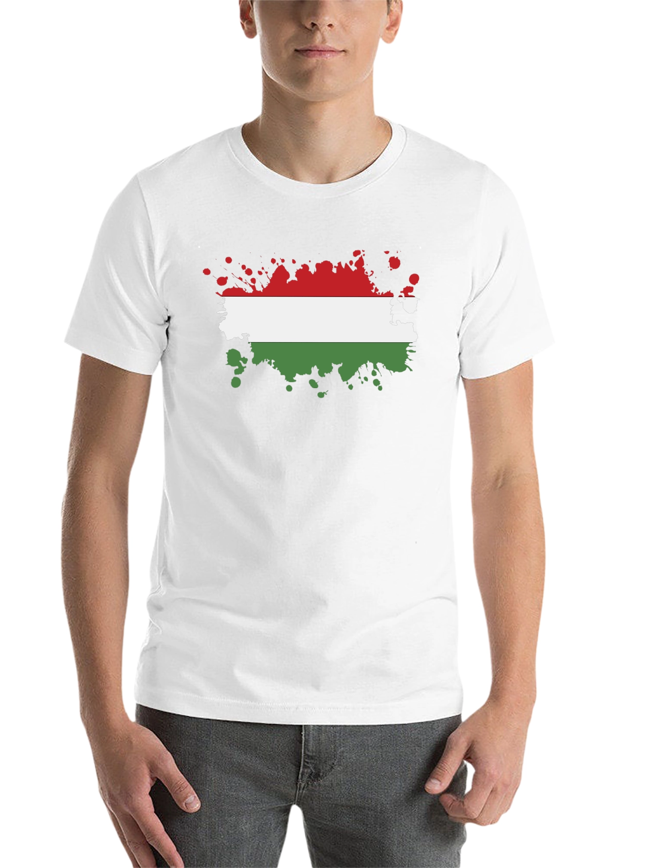 Hungarian Flag Splatter T-Shirt - Black Cotton Tee