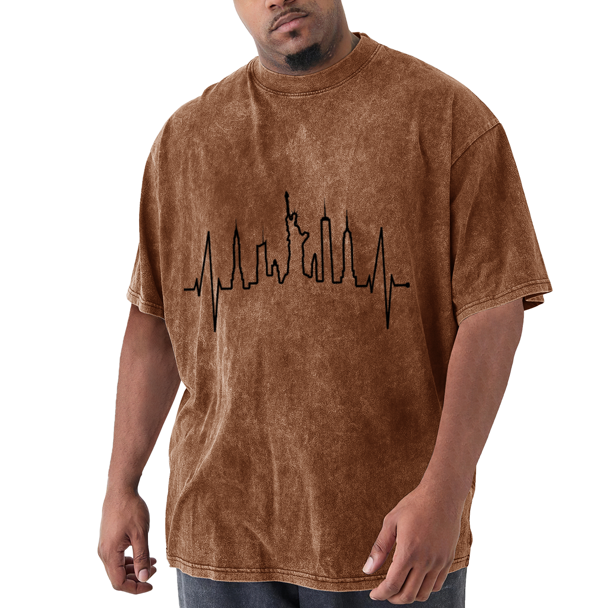 City Skyline Heartbeat Pulse Graphic T-Shirt