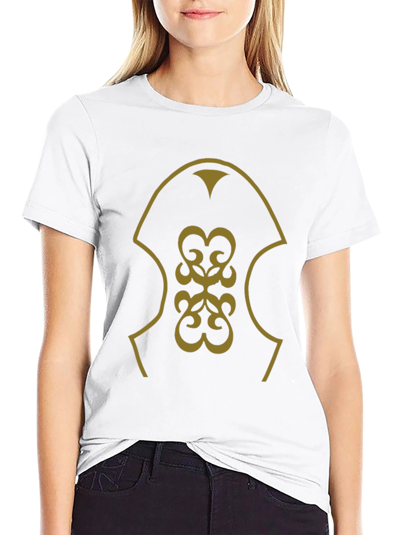 Stylish Black T-Shirt with Gold Emblem Design
