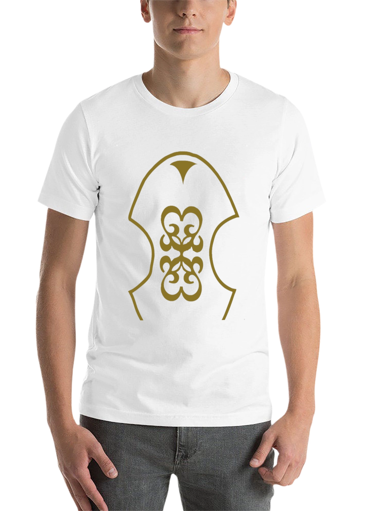 Stylish Black T-Shirt with Gold Emblem Design