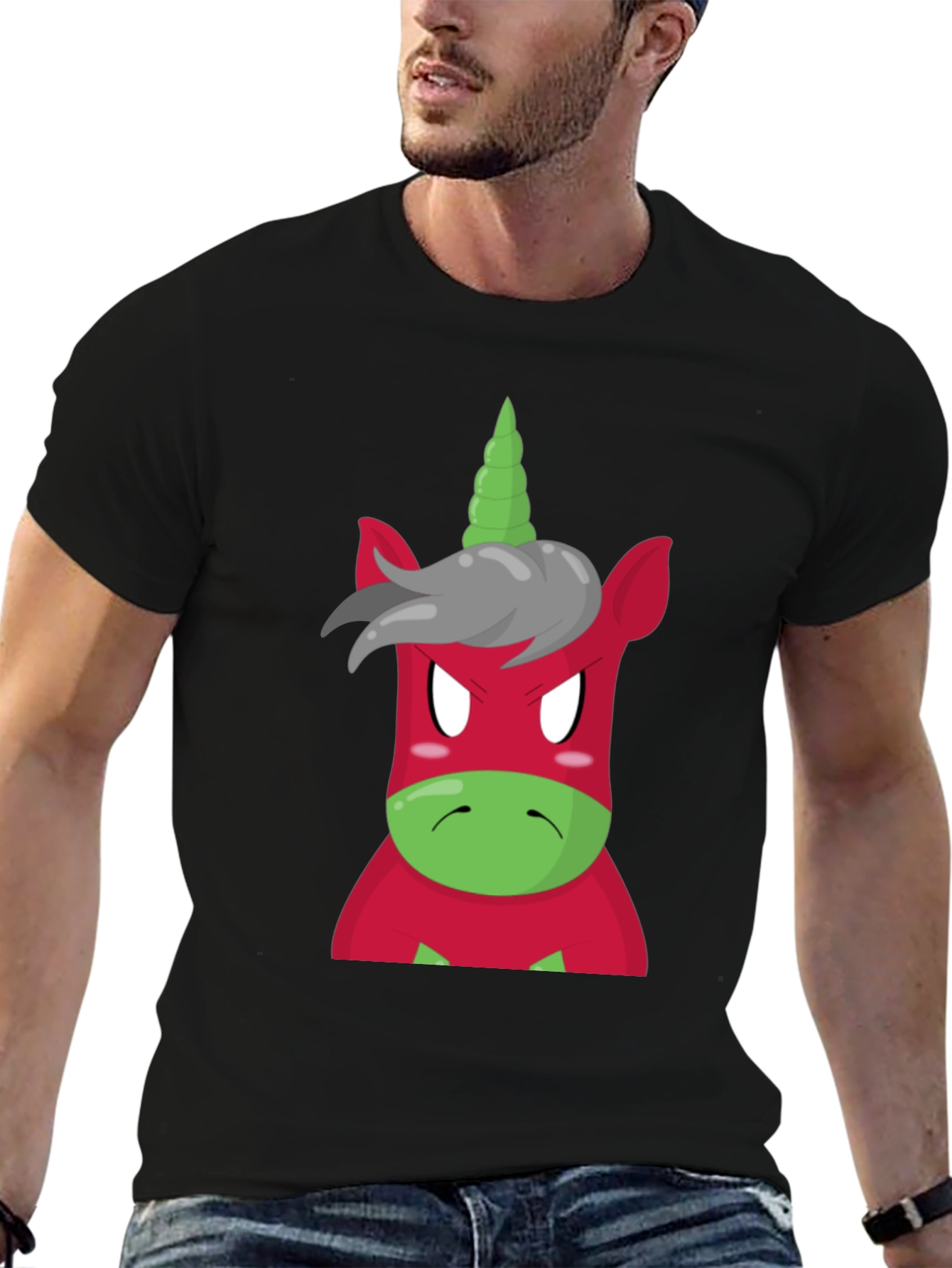 Angry Unicorn Graphic Tee - Black