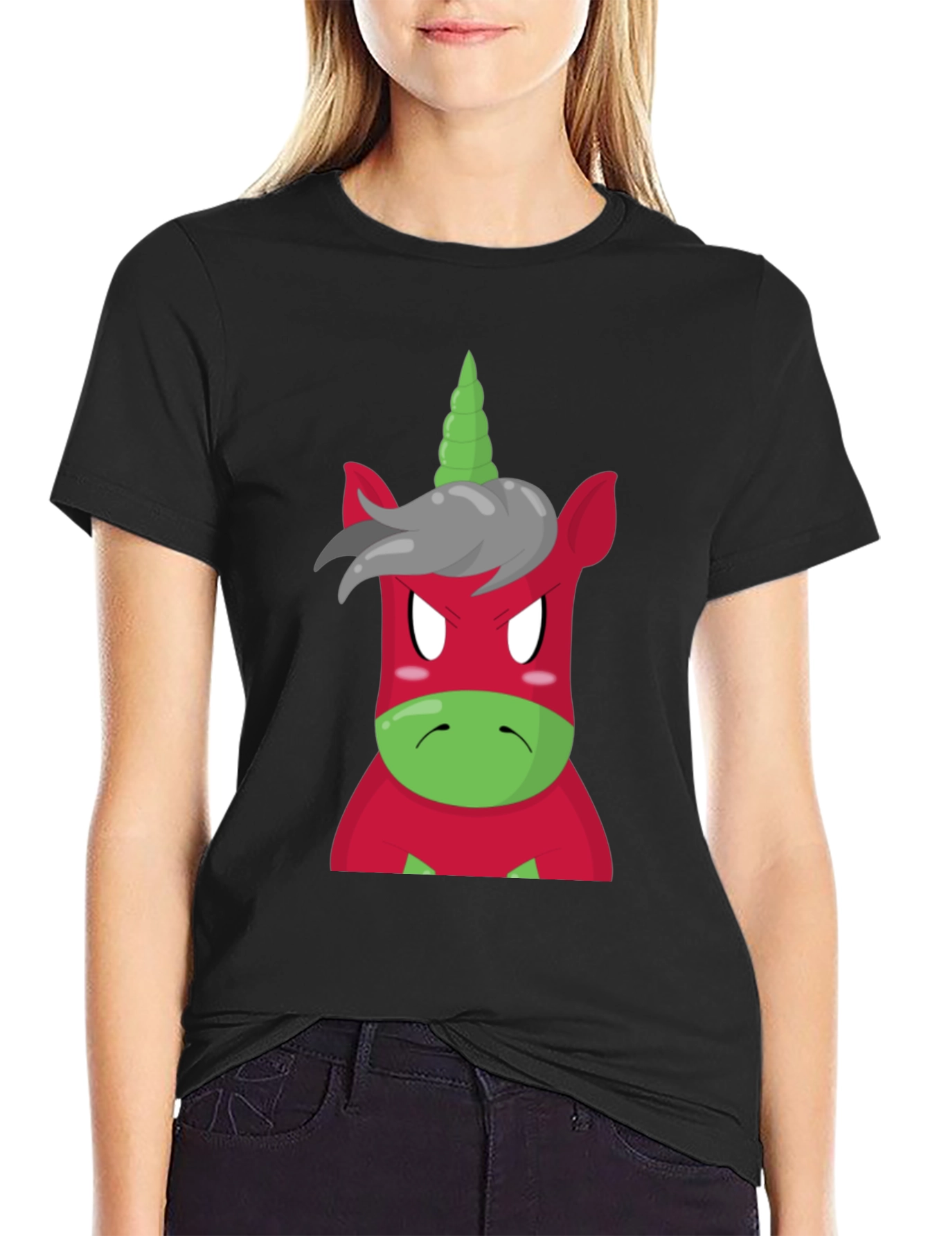 Angry Unicorn Graphic Tee - Black