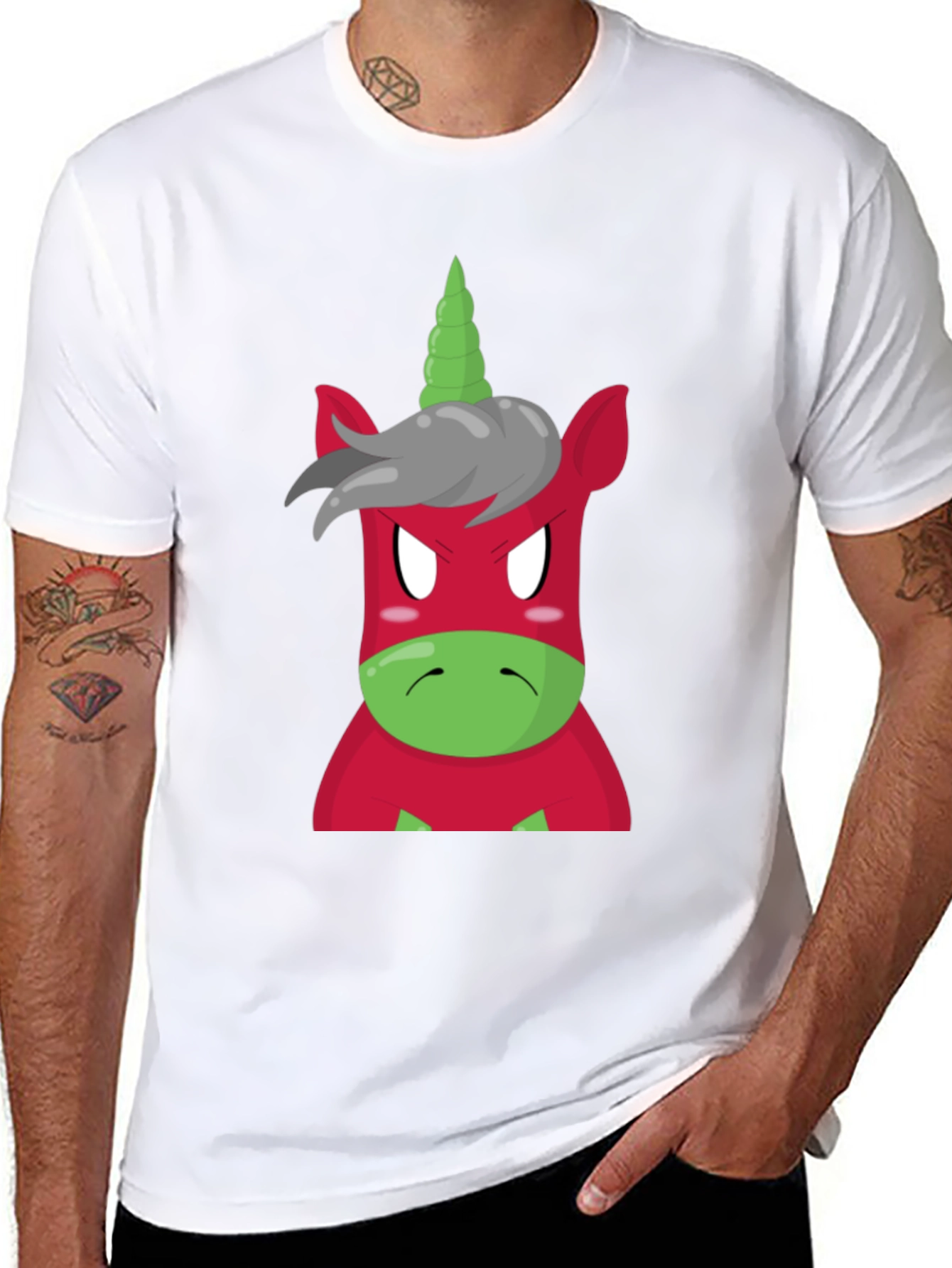 Angry Unicorn Graphic Tee - Black