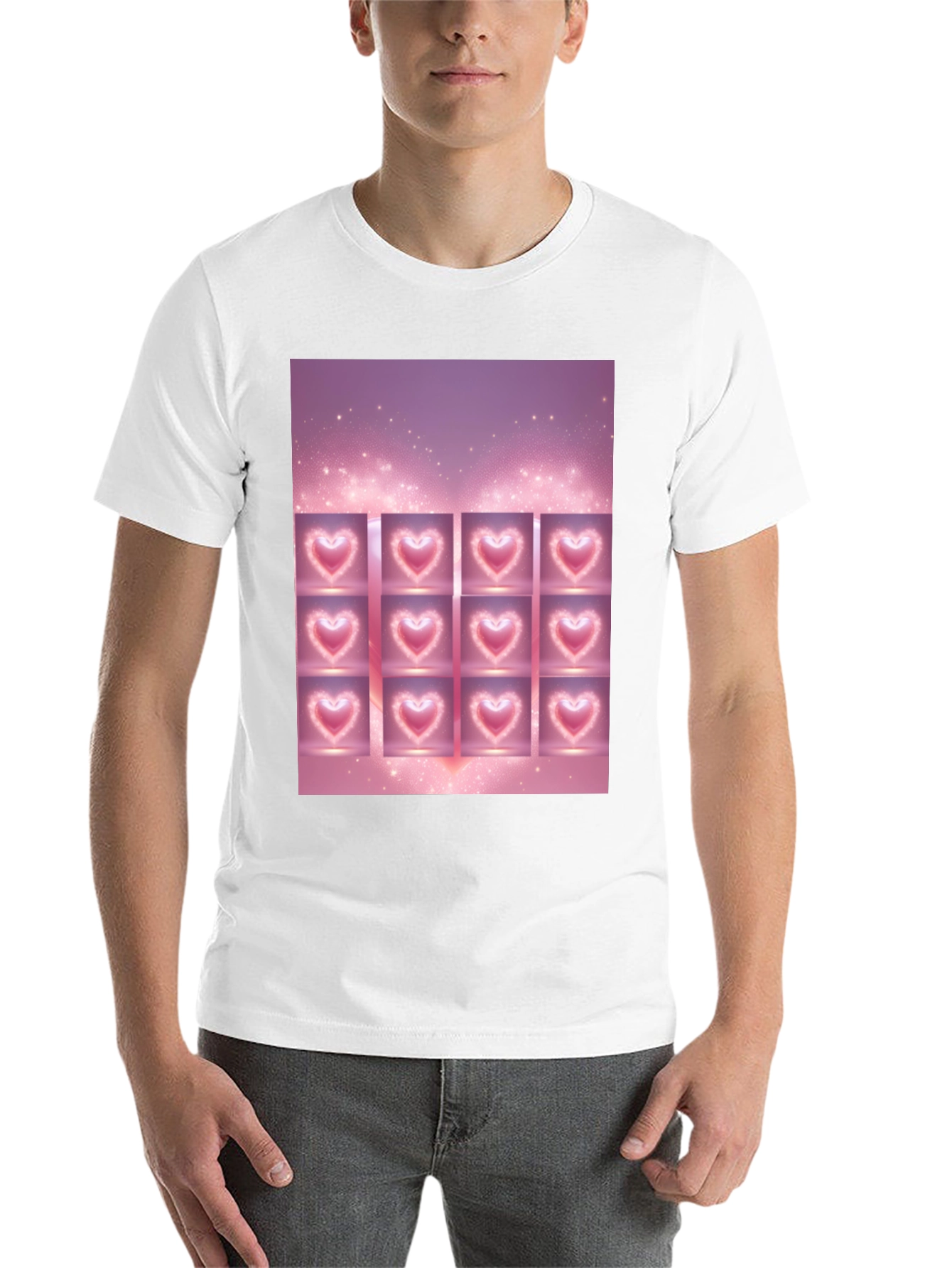 Heart Grid Graphic Tee - Trendy Black T-Shirt