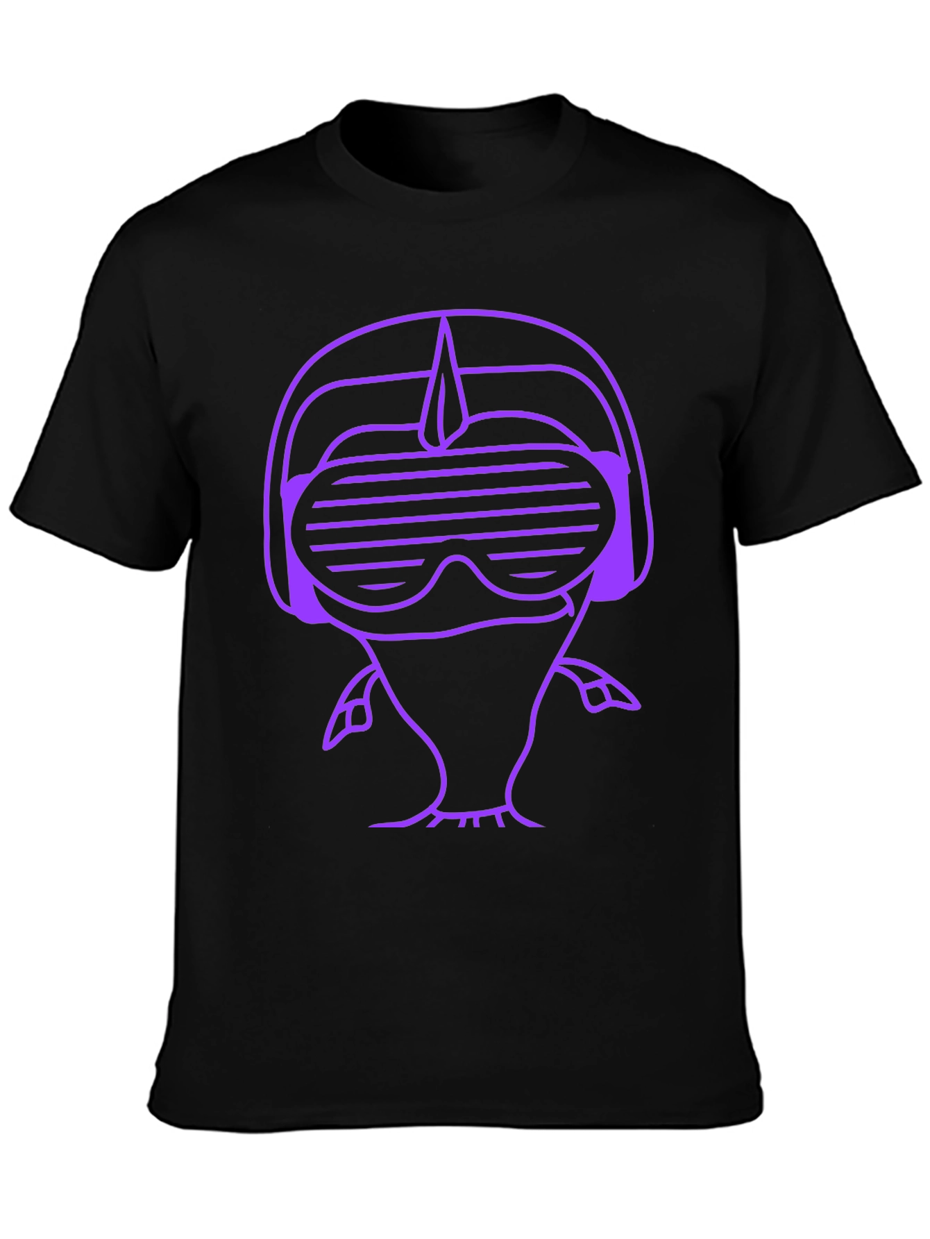 Retro Gamer Purple Graphic Print Black T-Shirt
