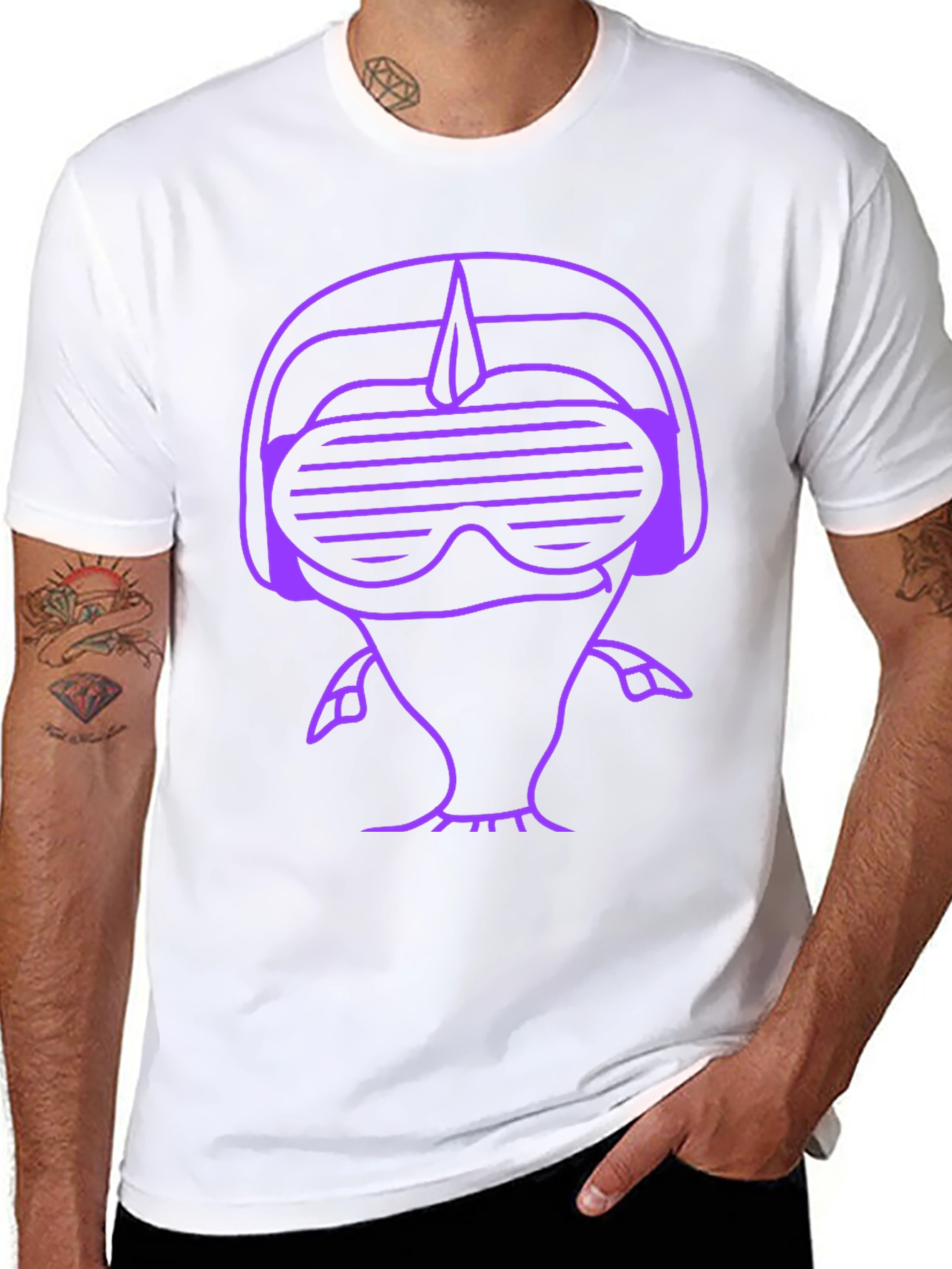 Retro Gamer Purple Graphic Print Black T-Shirt