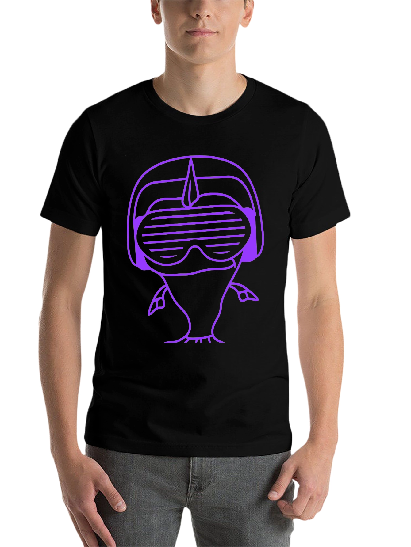 Retro Gamer Purple Graphic Print Black T-Shirt