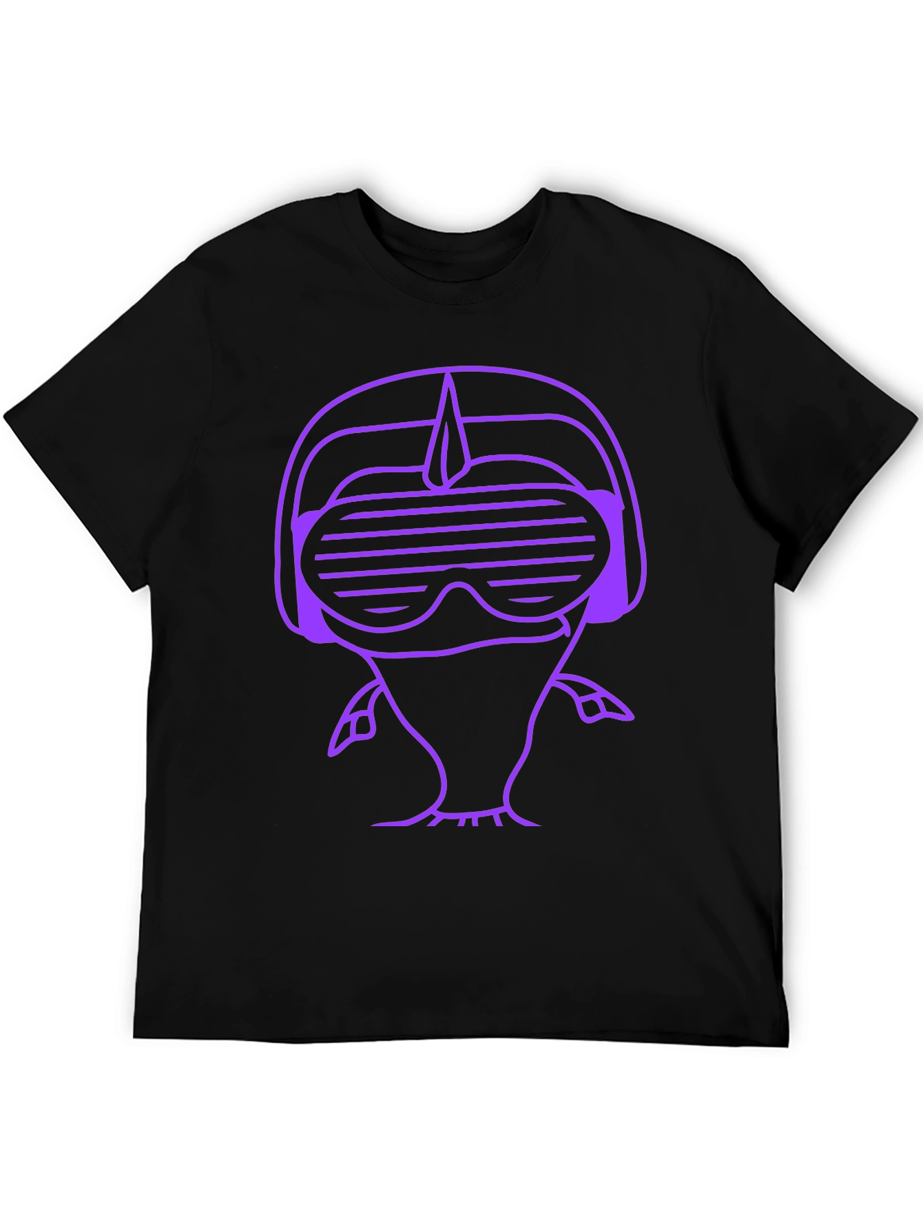 Retro Gamer Purple Graphic Print Black T-Shirt