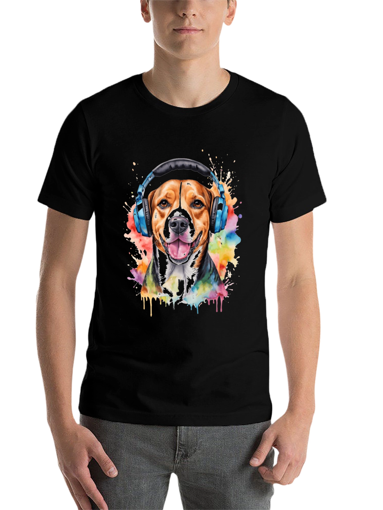 Dog with Headphones Graphic Tee