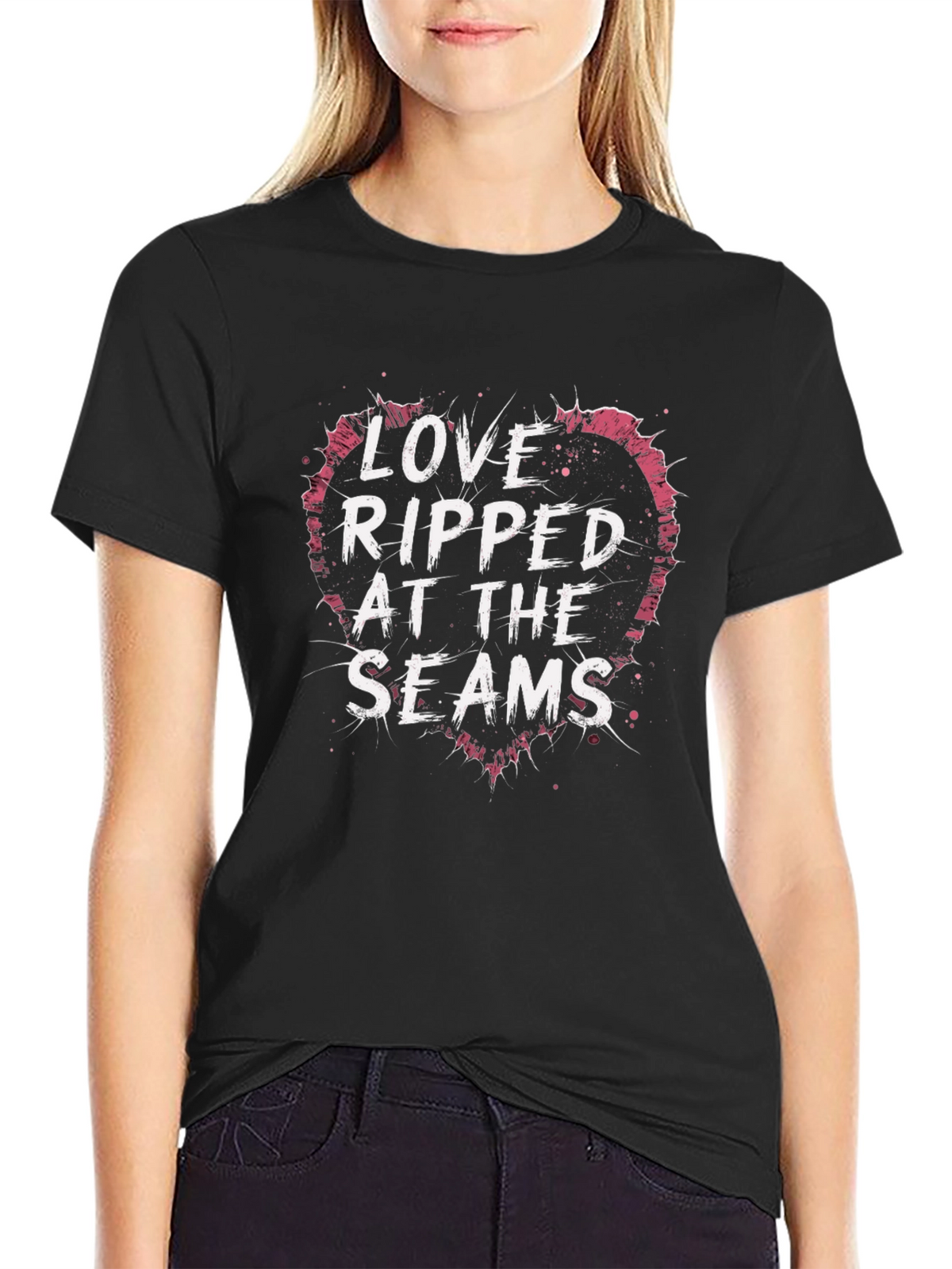 Love Ripped at the Seams Black T-Shirt