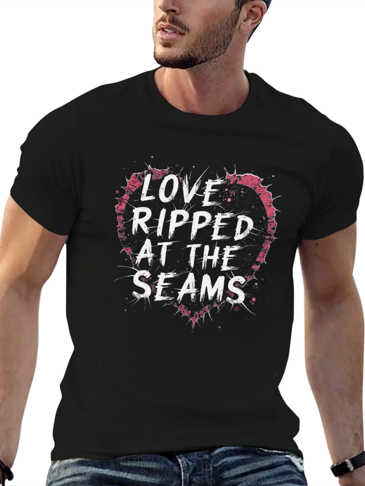 Love Ripped at the Seams Black T-Shirt