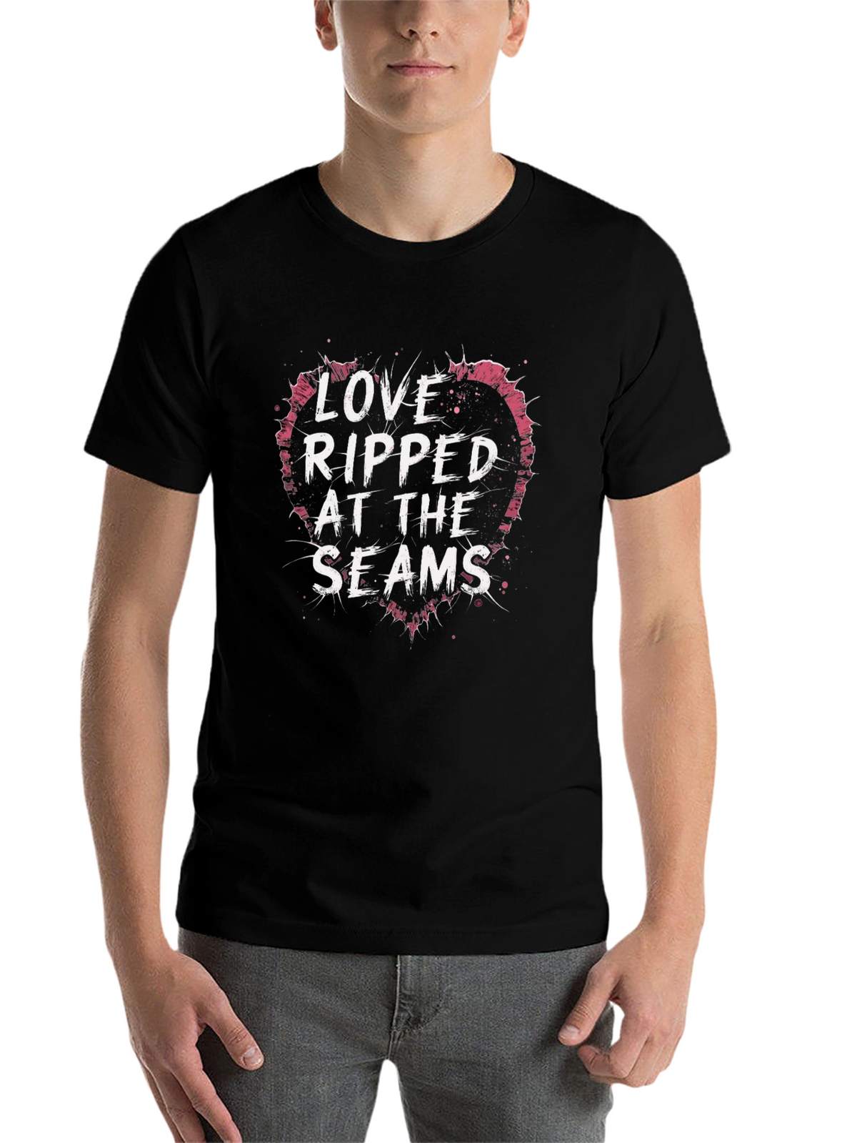 Love Ripped at the Seams Black T-Shirt