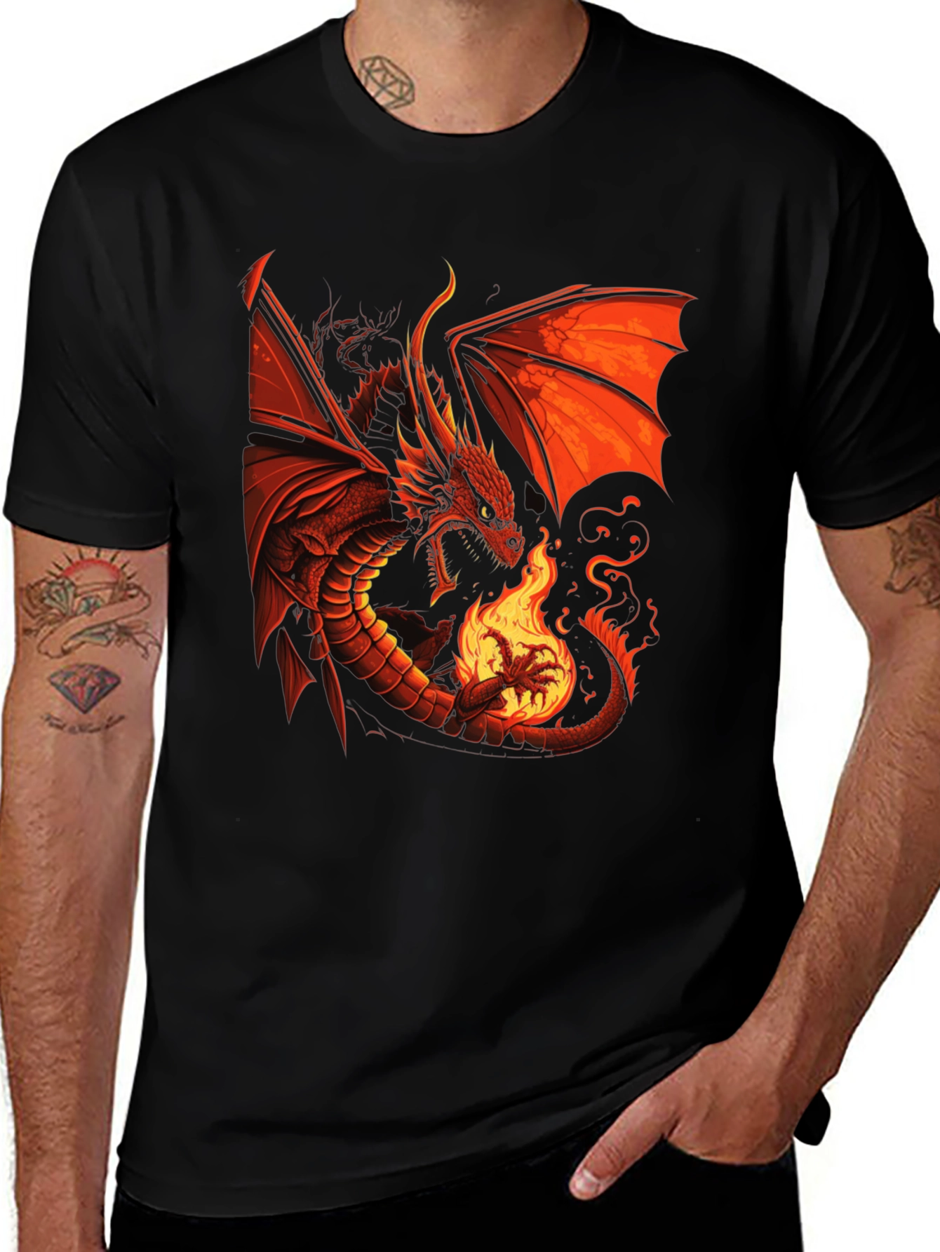 Fiery Dragon Graphic T-Shirt - Bold Statement Tee