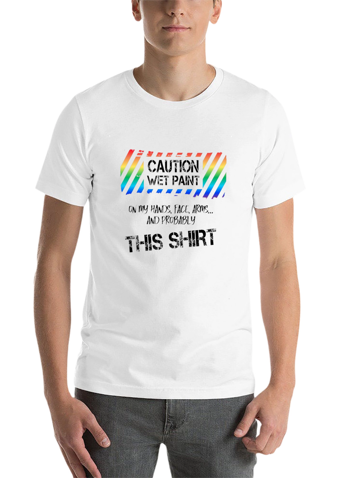 Caution Wet Paint Mens T-Shirt - Black