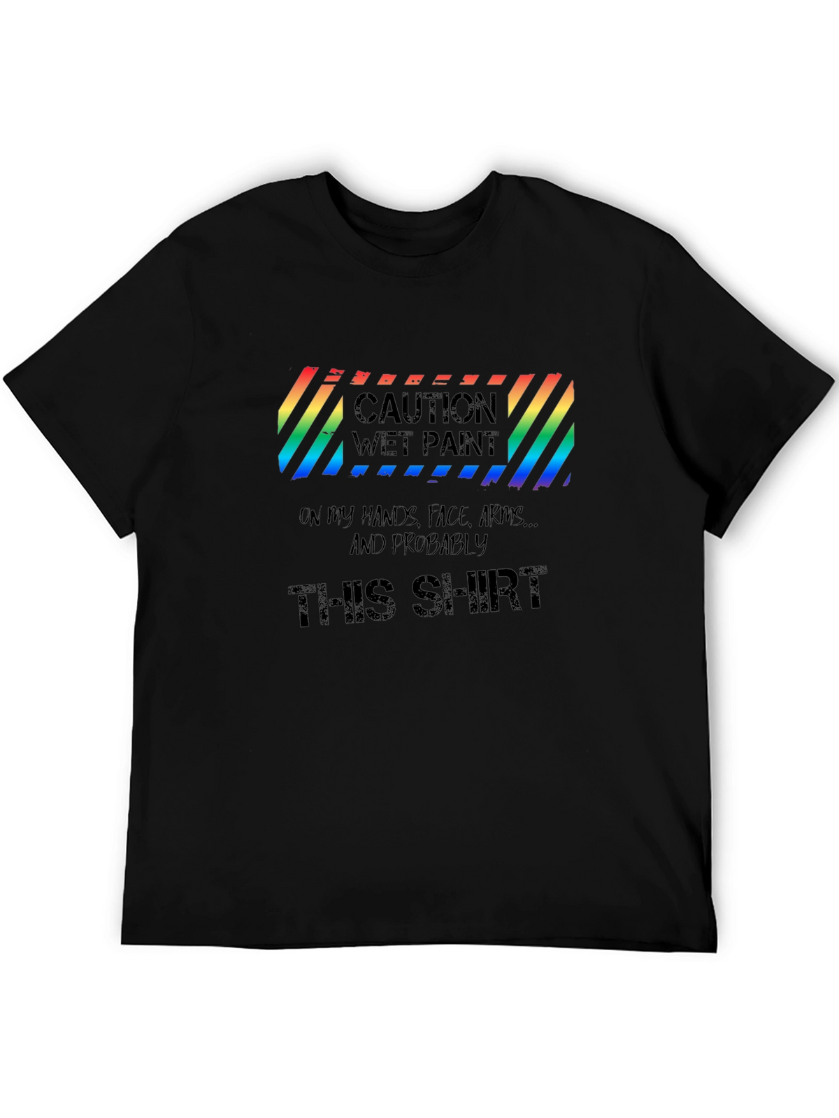 Caution Wet Paint Mens T-Shirt - Black