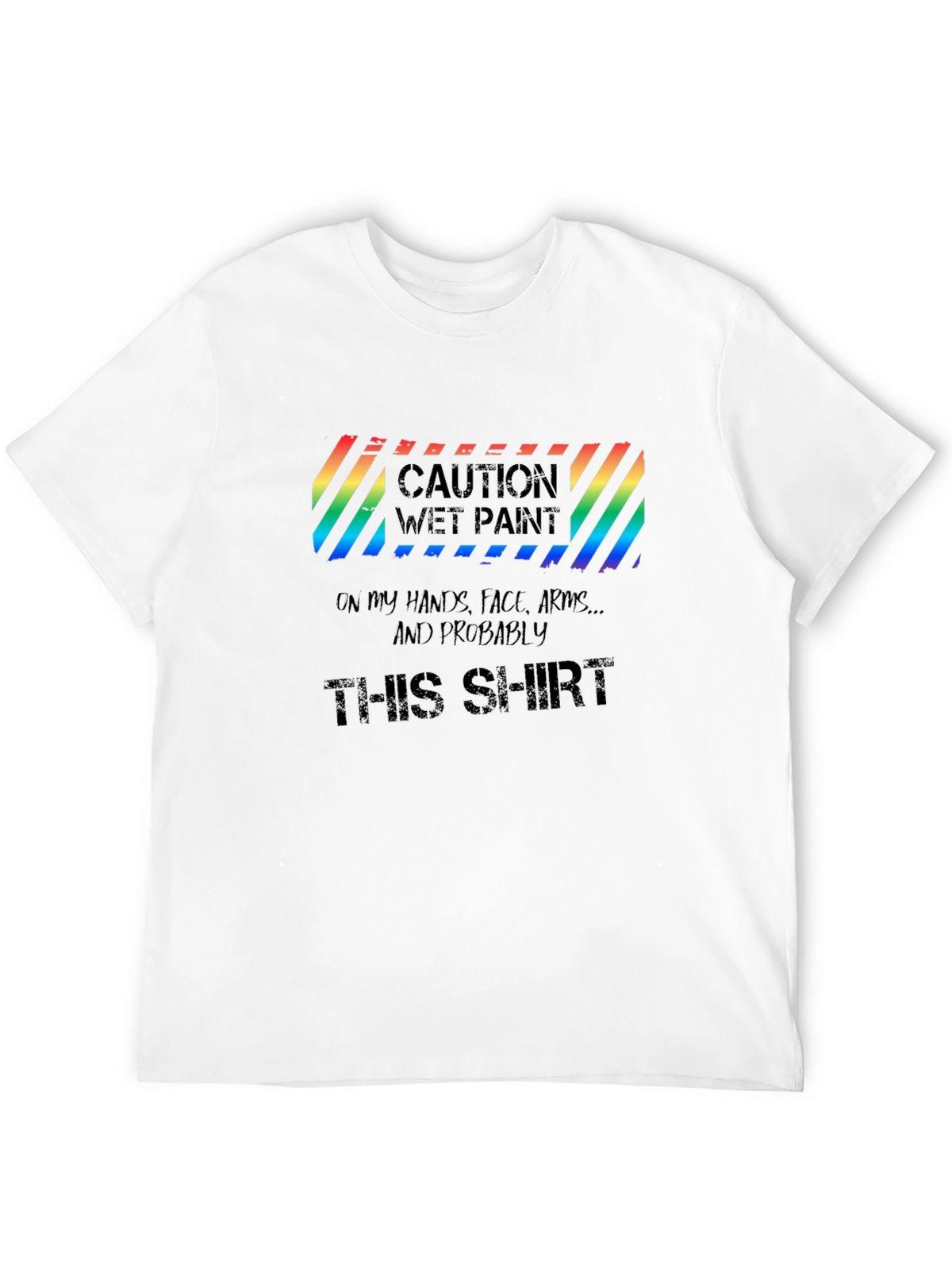 Caution Wet Paint Mens T-Shirt - Black