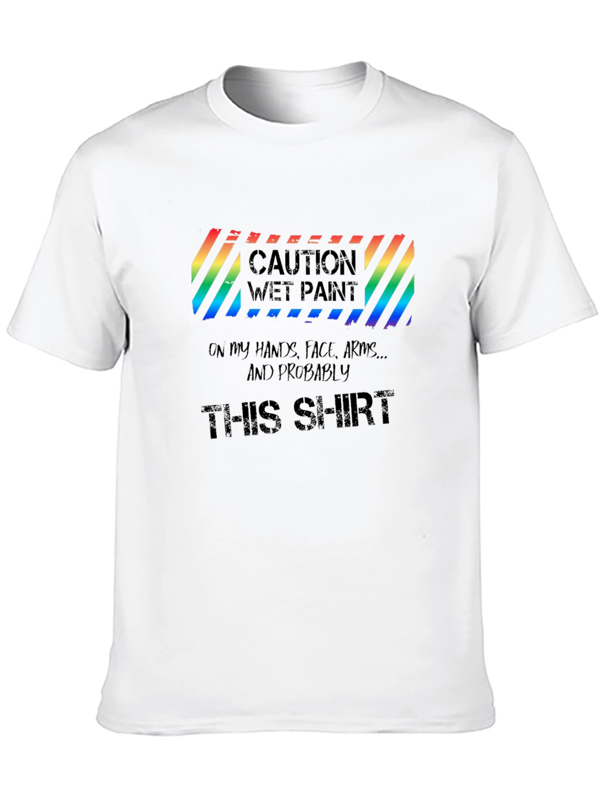 Caution Wet Paint Mens T-Shirt - Black