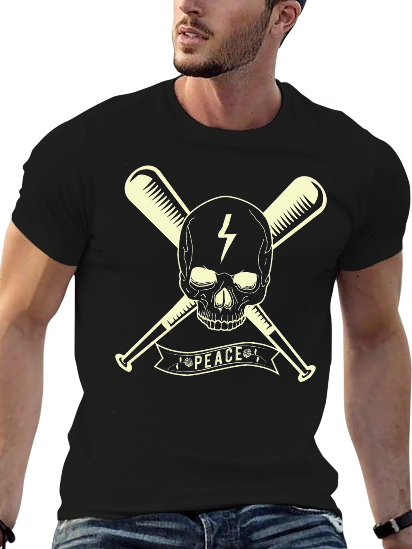 Skull & Bats Peace Graphic T-Shirt