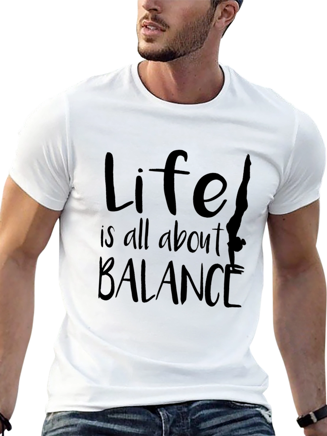Life Balance Graphic Tee - Black Cotton Blend
