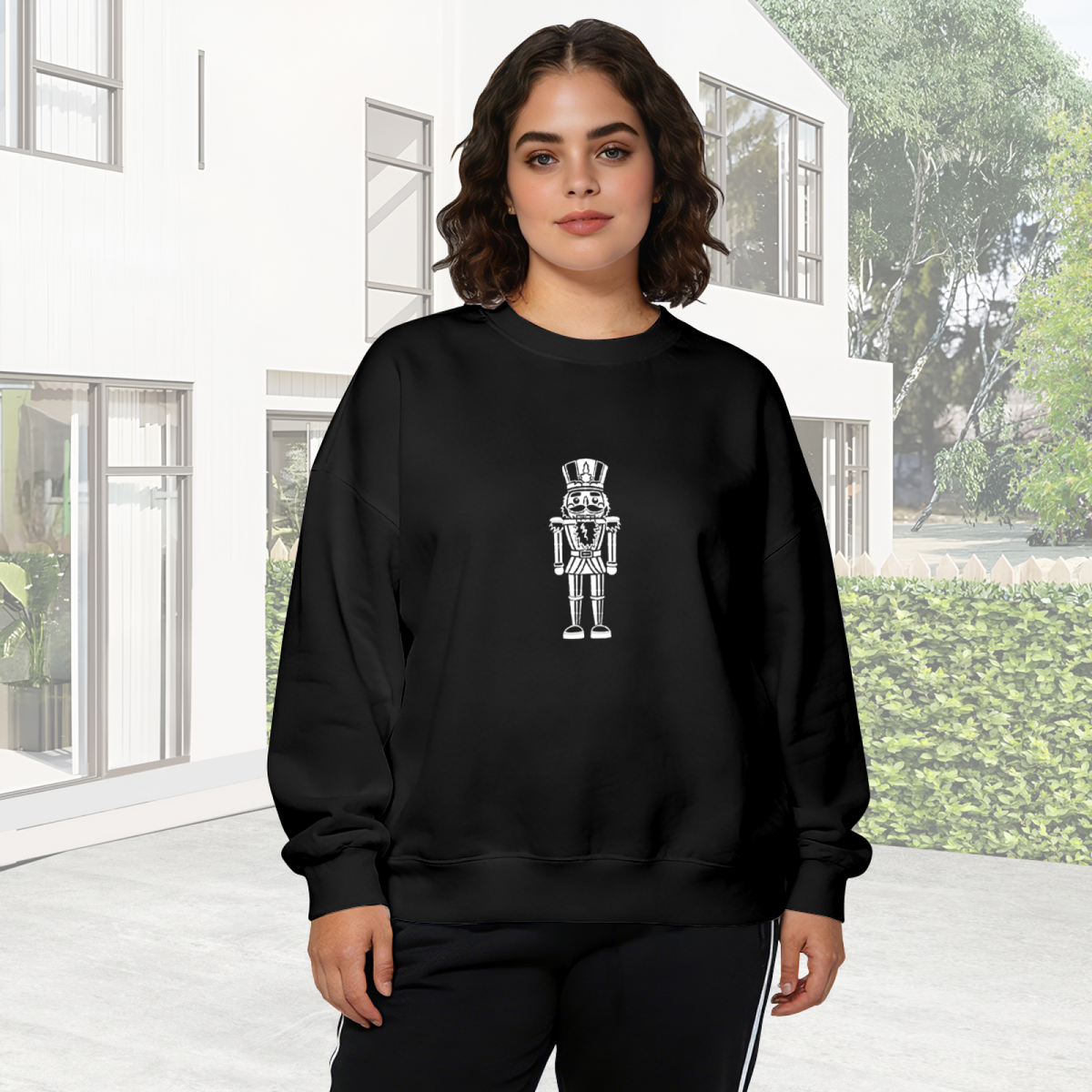 Minimal White Nutcracker Christmas Classic Crewneck Sweatshirt