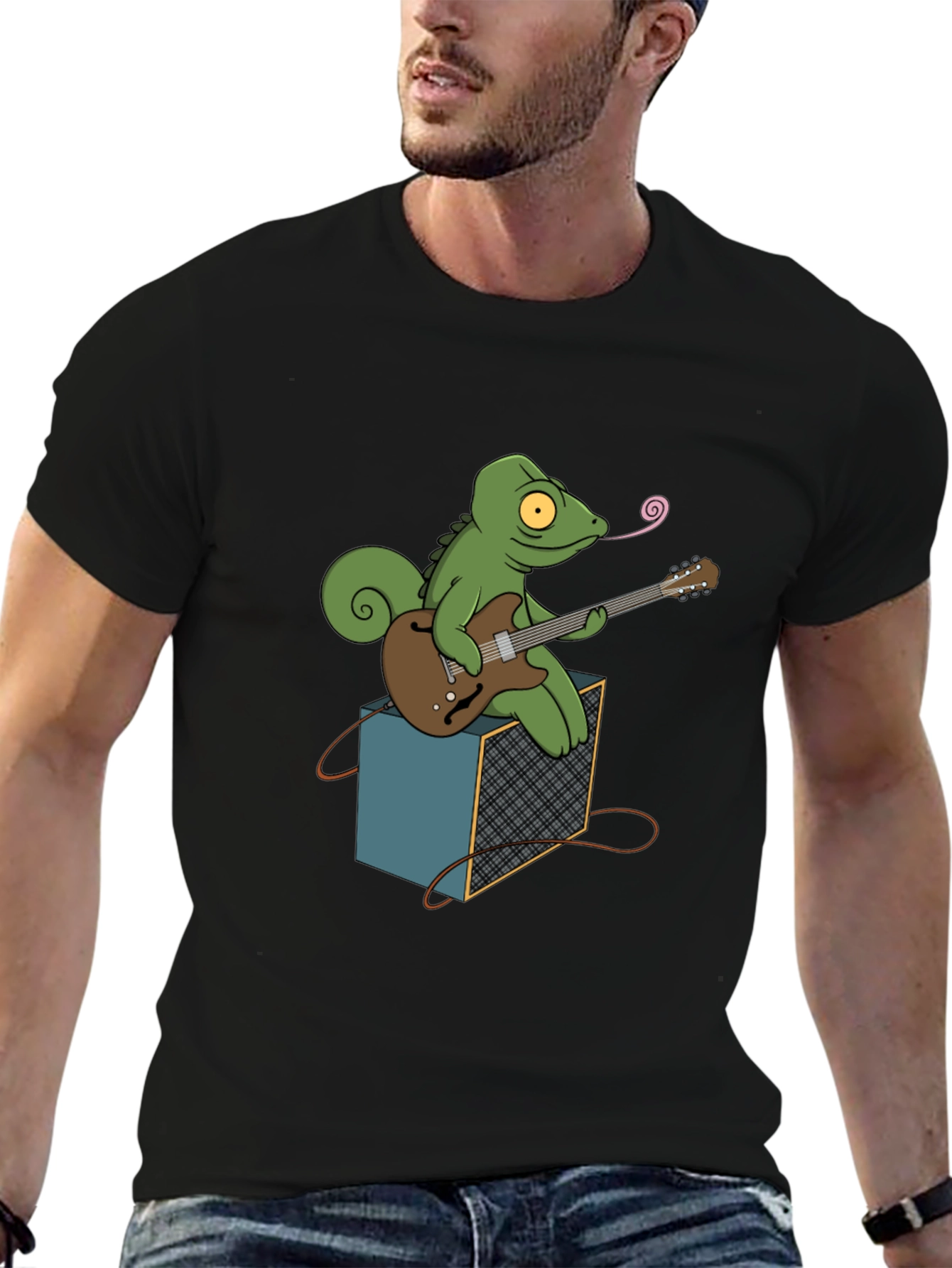 Chameleon Guitarist Graphic Tee - Black