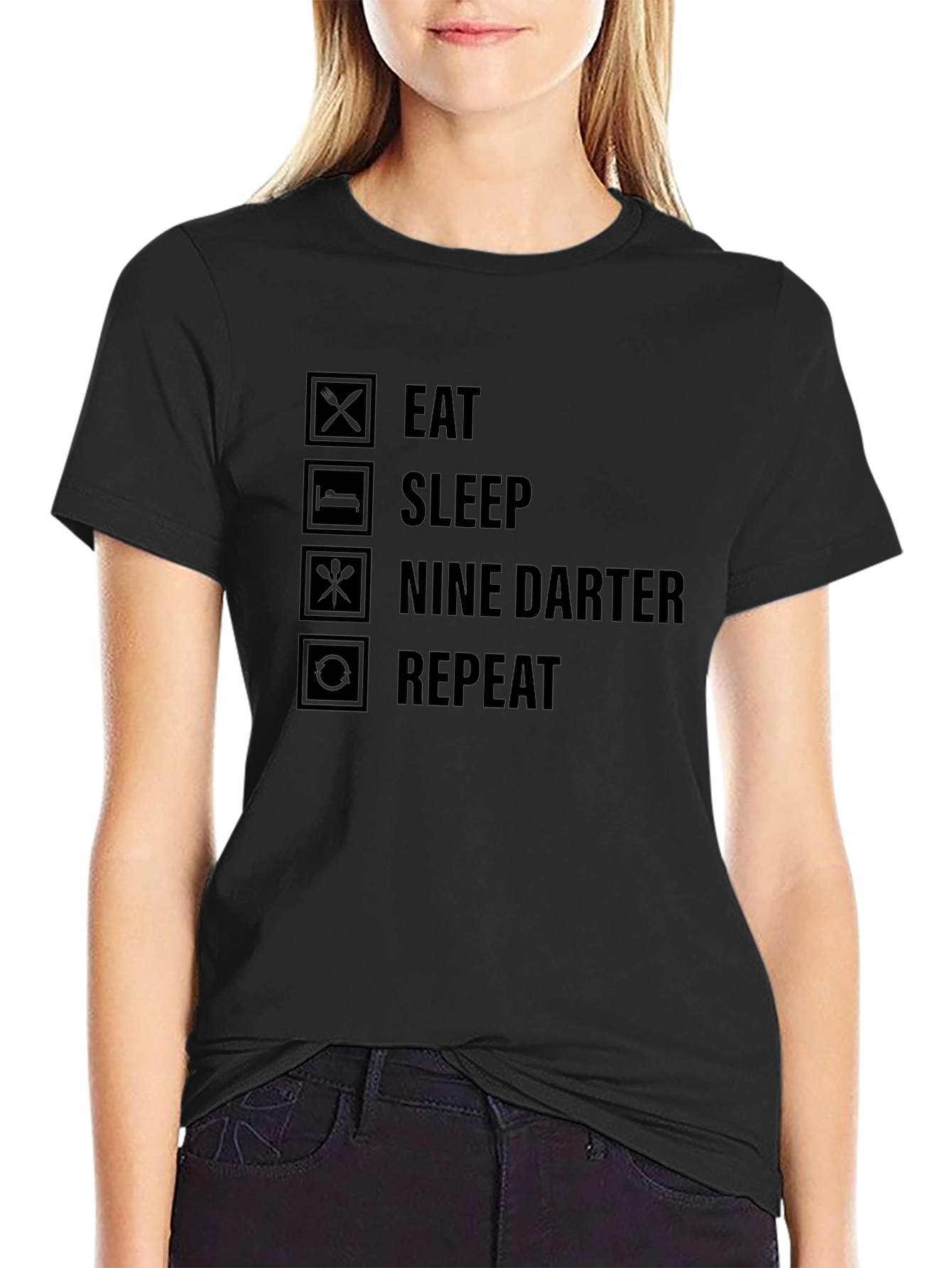Eat Sleep Nine Darter Repeat Black T-Shirt