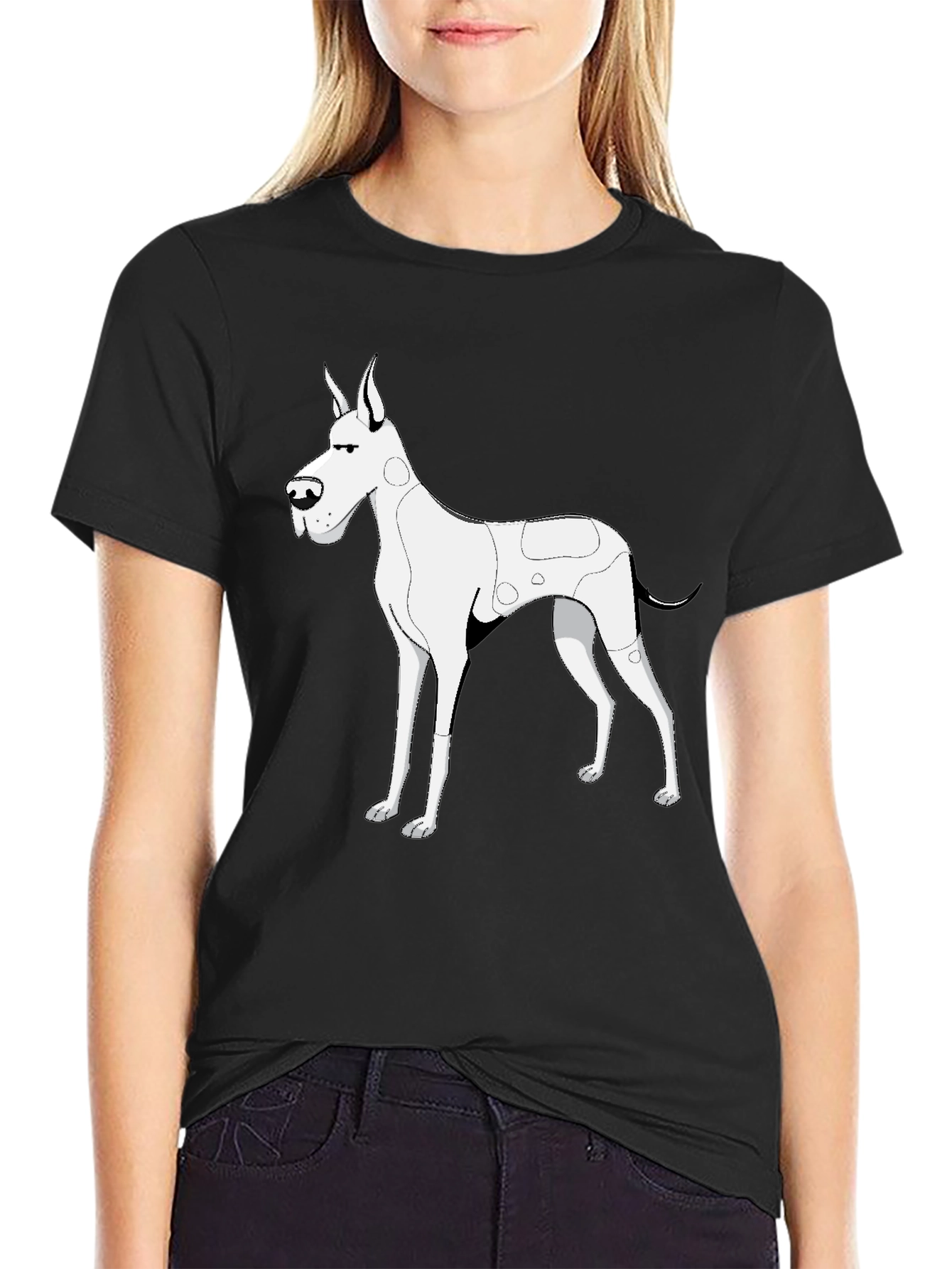 Dog Graphic Tee - Black Cotton T-Shirt