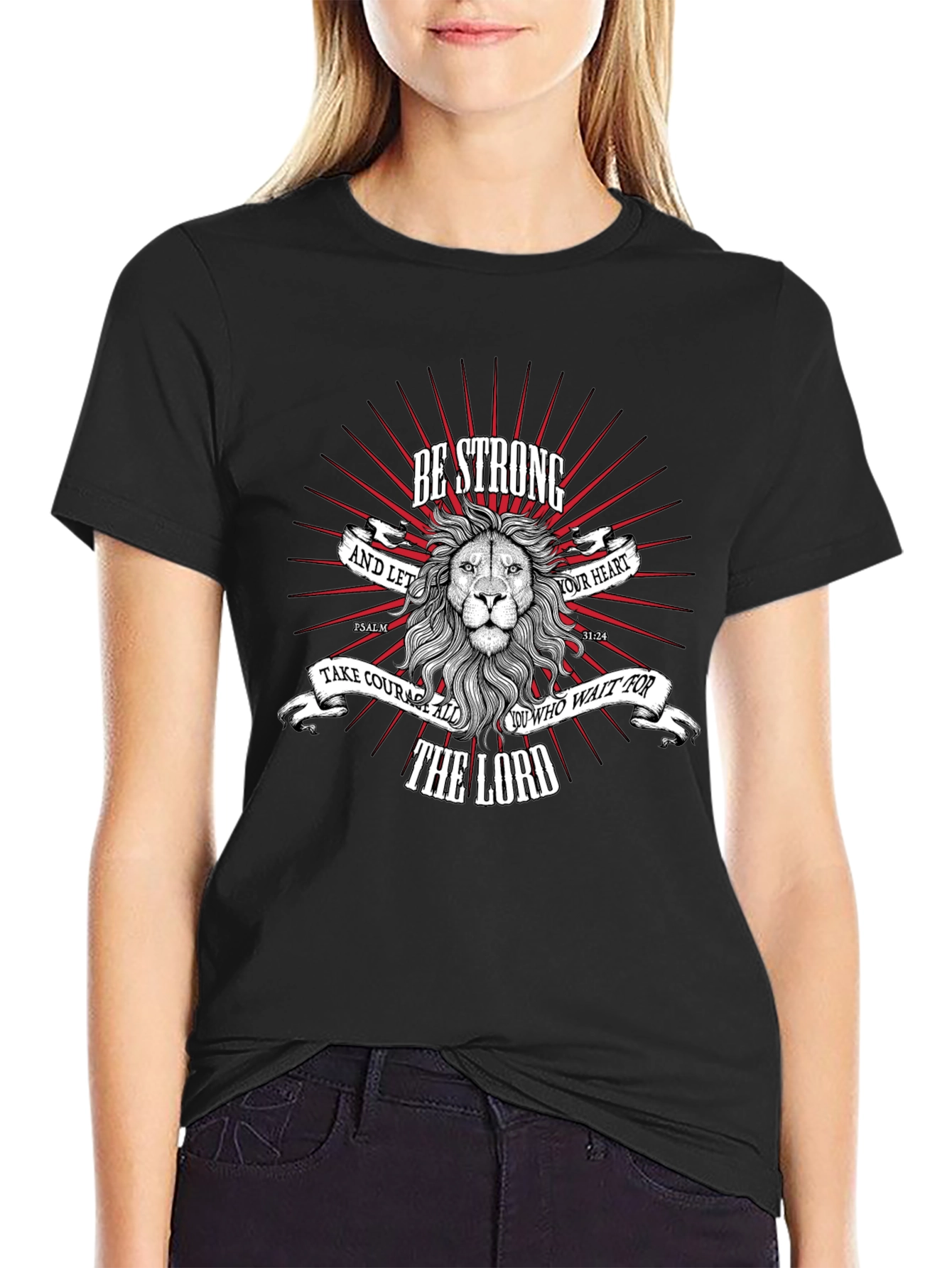 Be Strong Lion Graphic T-Shirt - Christian Apparel