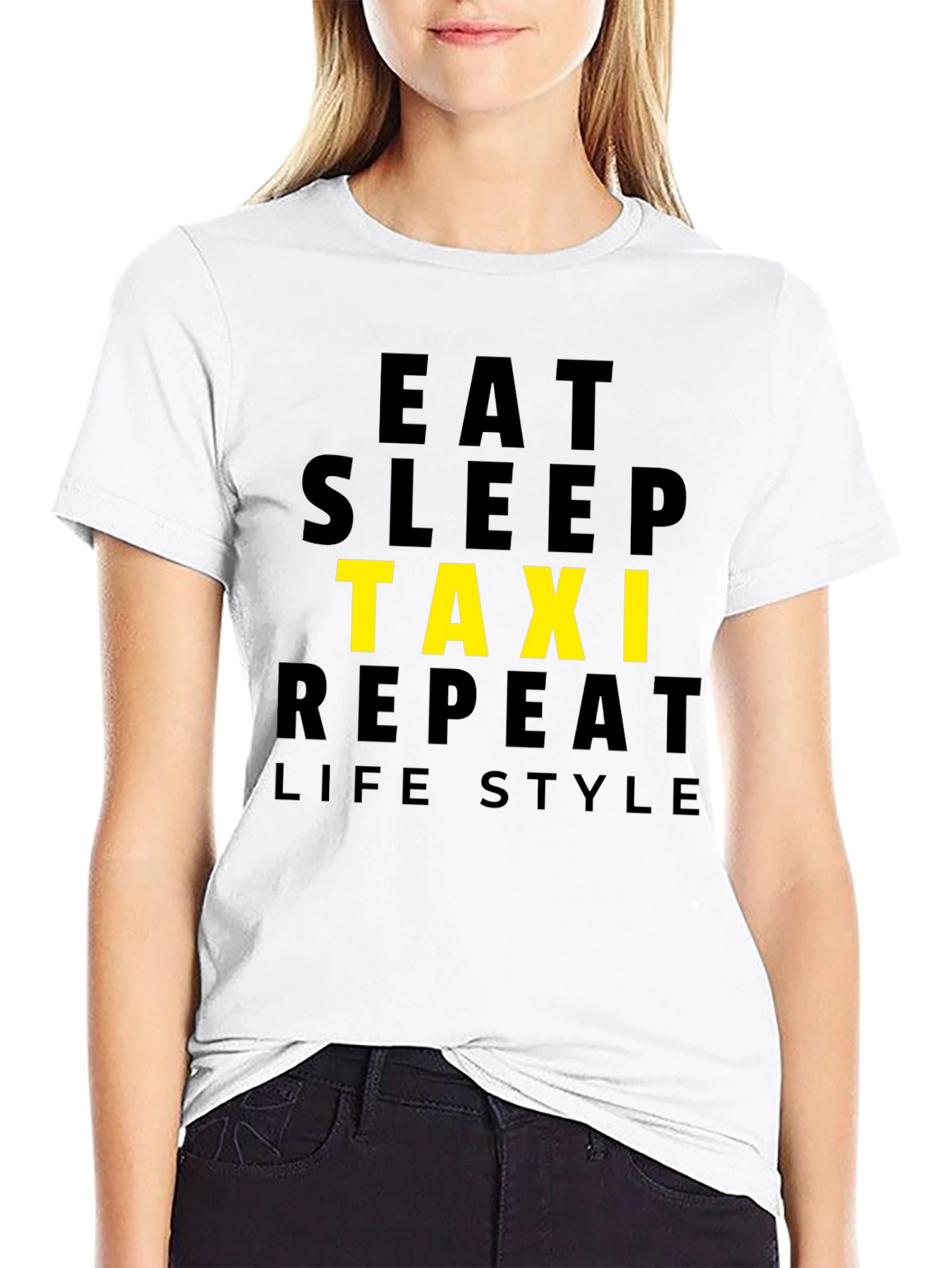 Eat Sleep Taxi Repeat Lifestyle Black T-Shirt
