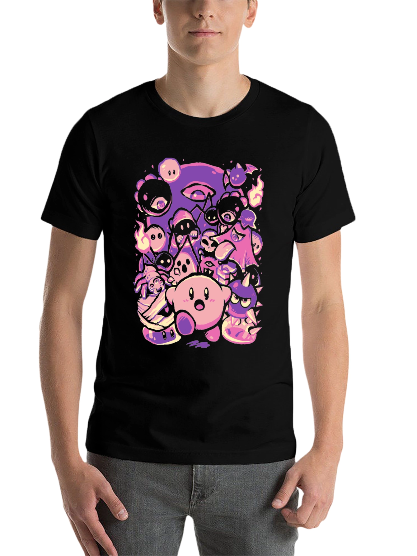 Kirby Character Mashup Black T-Shirt