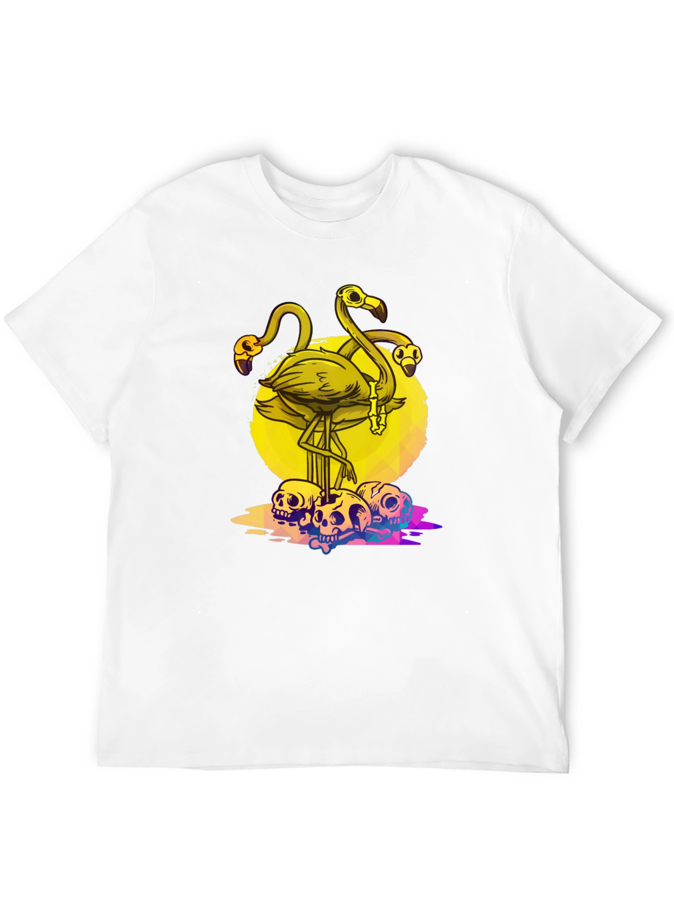 Flamingo Skull Graphic Tee - Mens Black T-Shirt