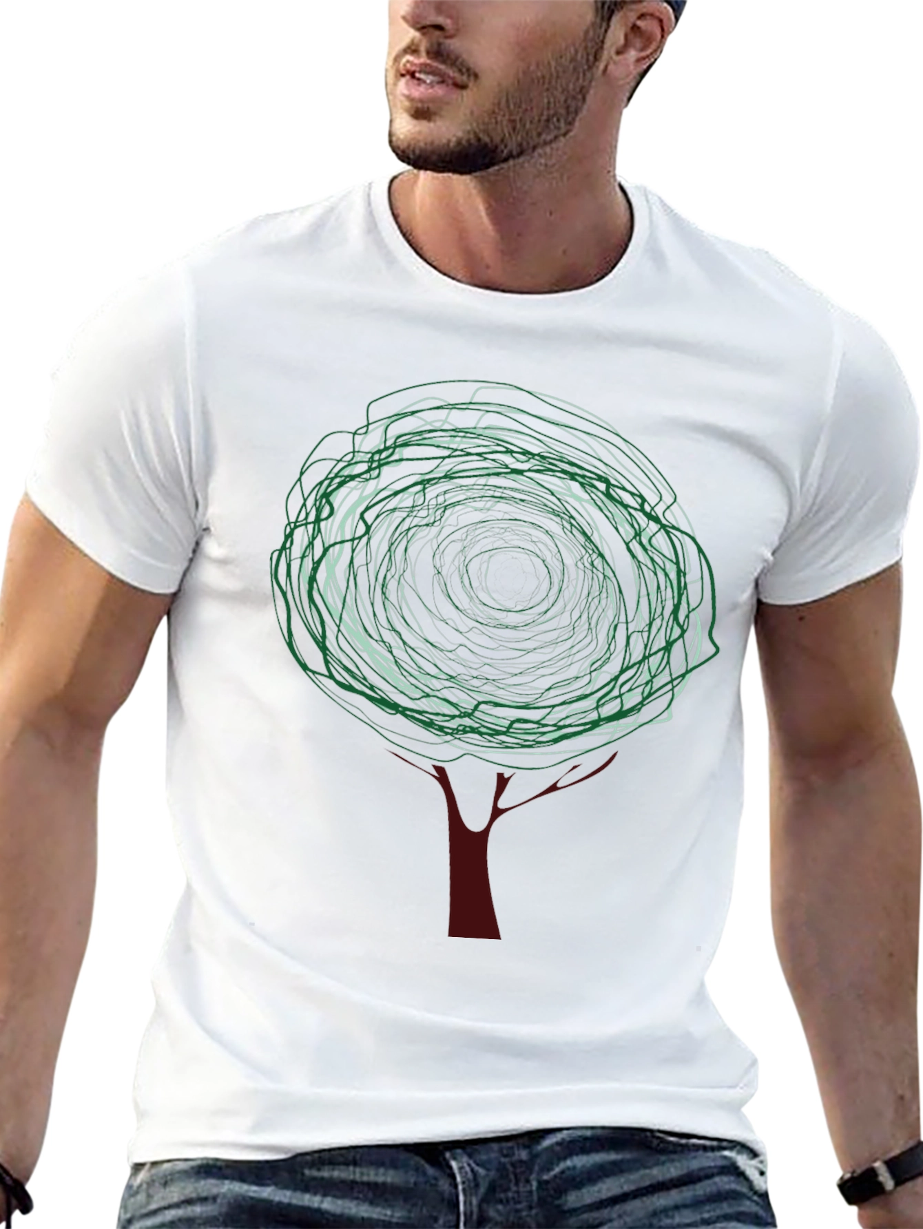 Abstract Tree Graphic Tee - Modern Style