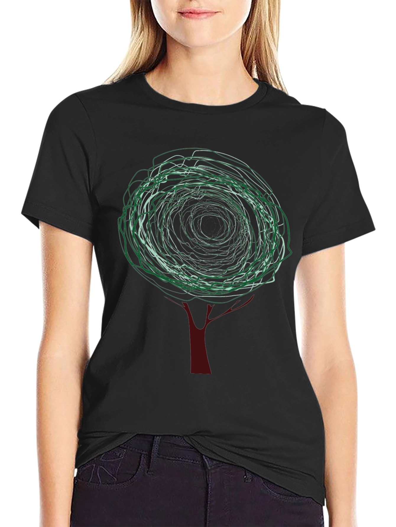 Abstract Tree Graphic Tee - Modern Style