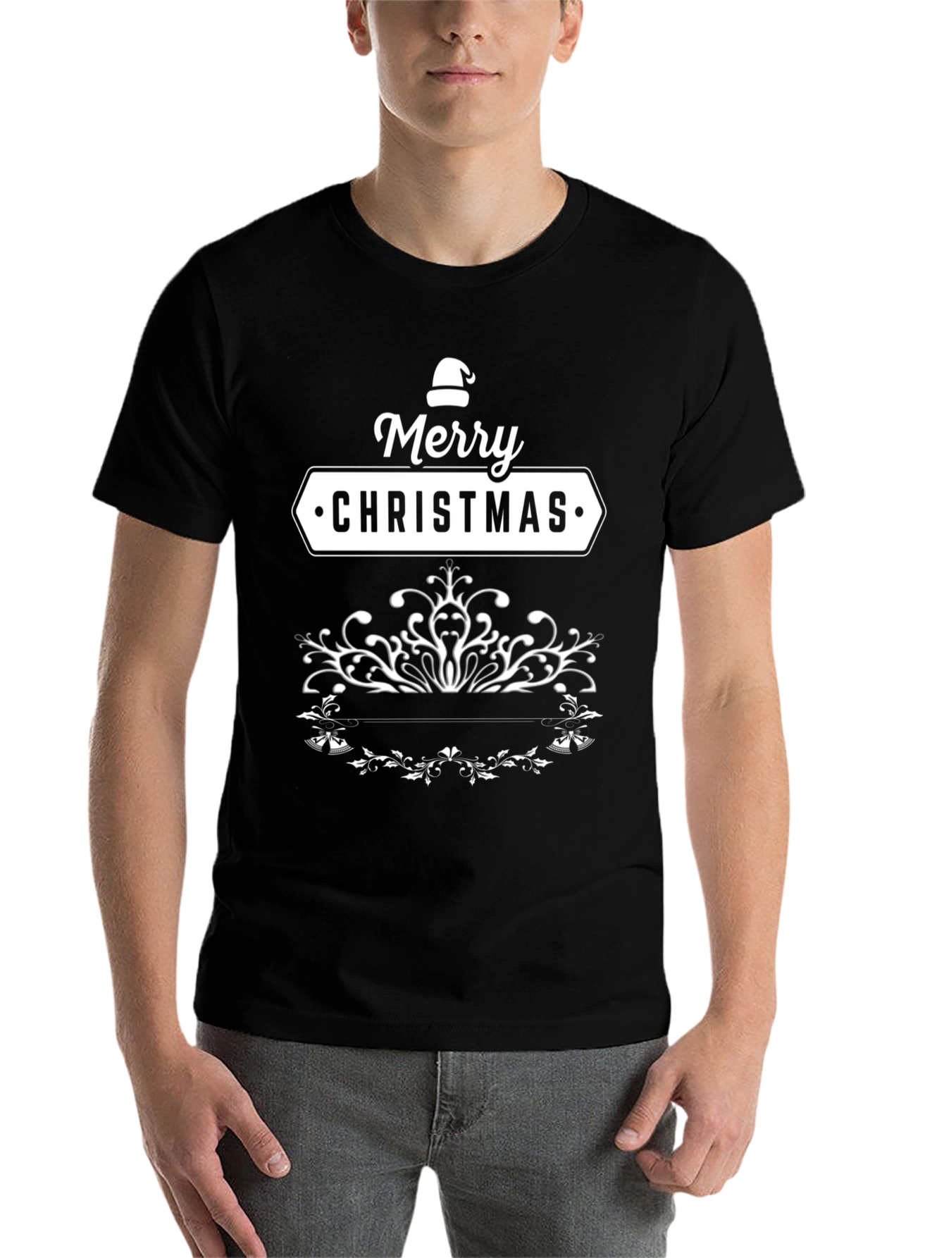 Merry Christmas Black T-Shirt Holiday Tee