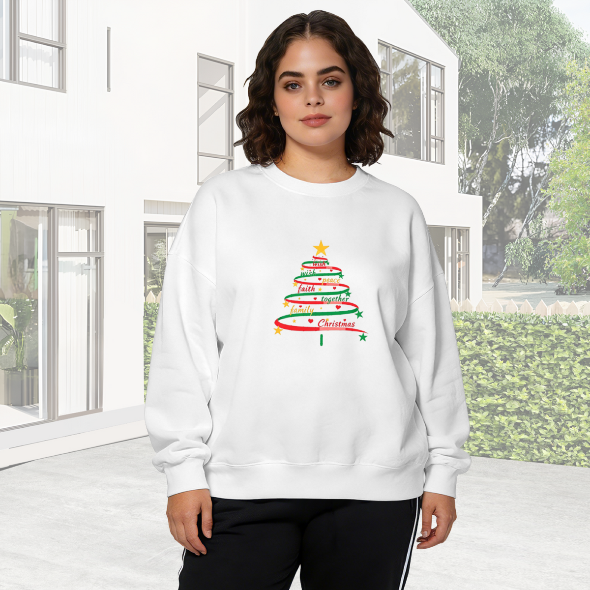 Minimal Snow Scene Winter Christmas Sweatshirt