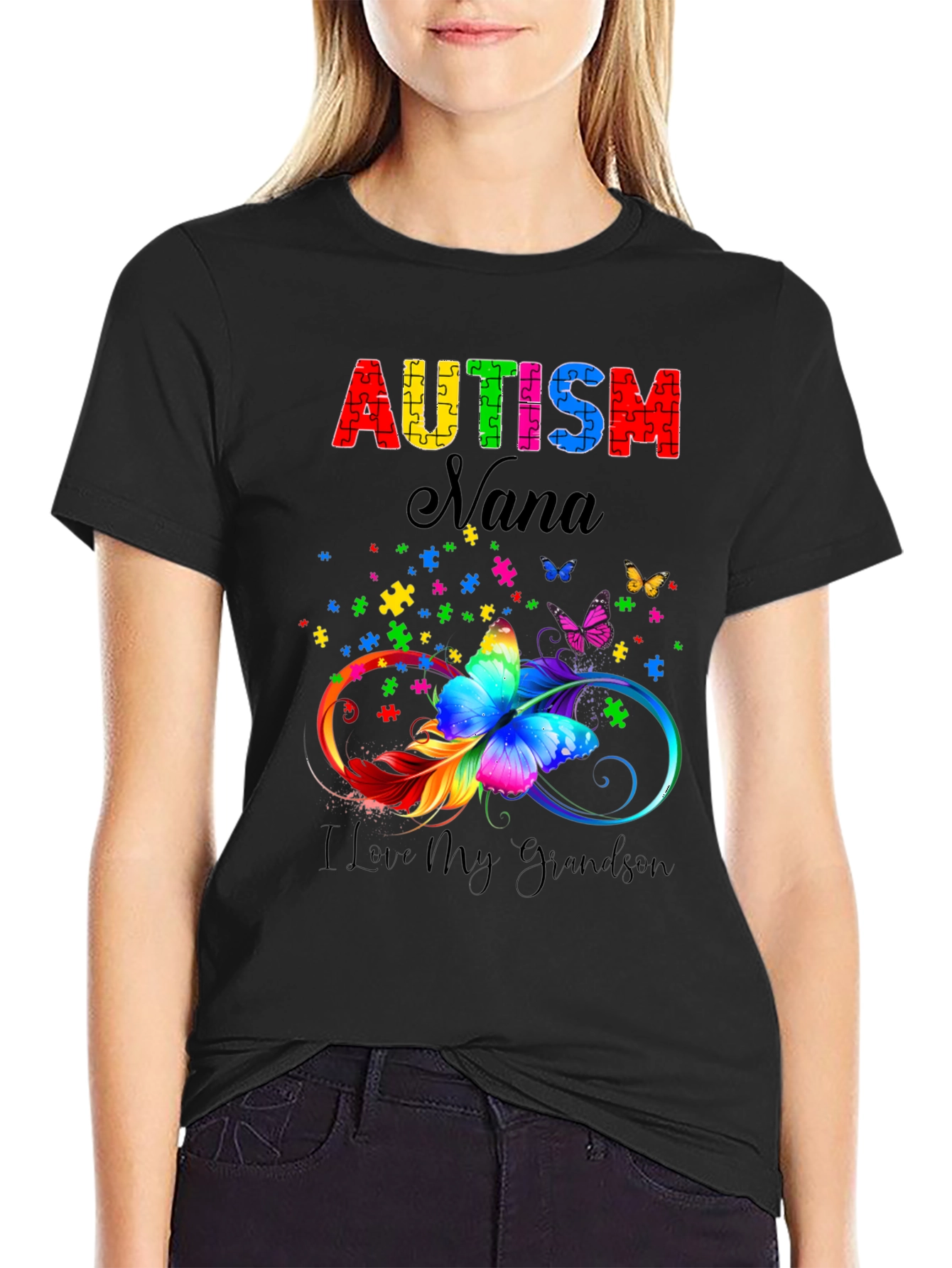 Autism Nana T-Shirt - I Love My Grandson